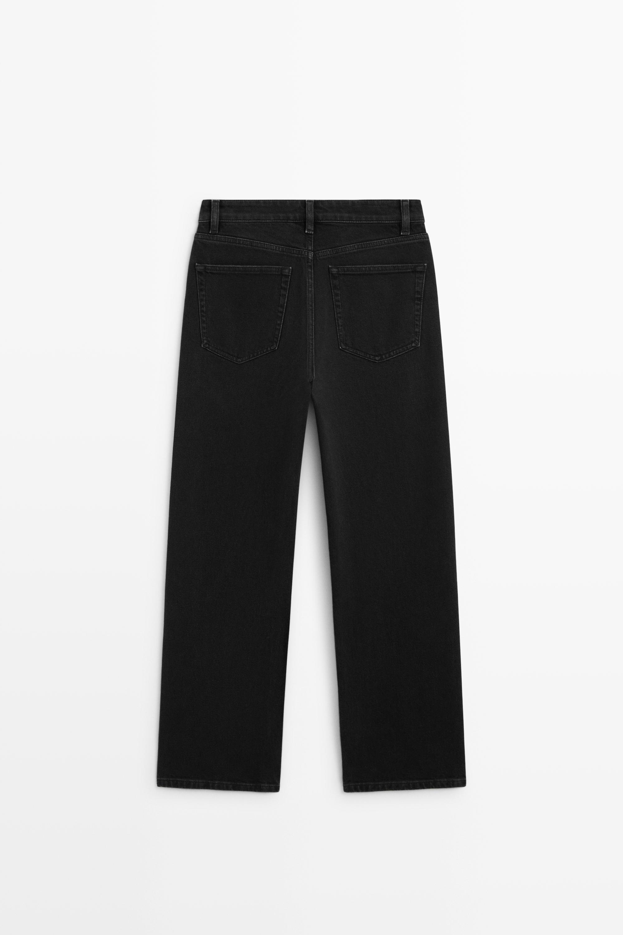 High-waist cropped straight-leg jeans — BLACK