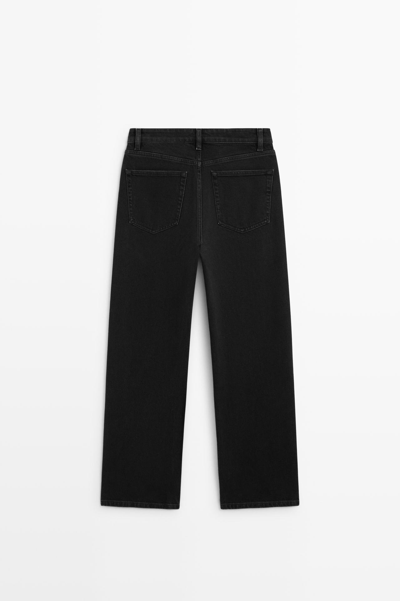 High-waist cropped straight-leg jeans — BLACK