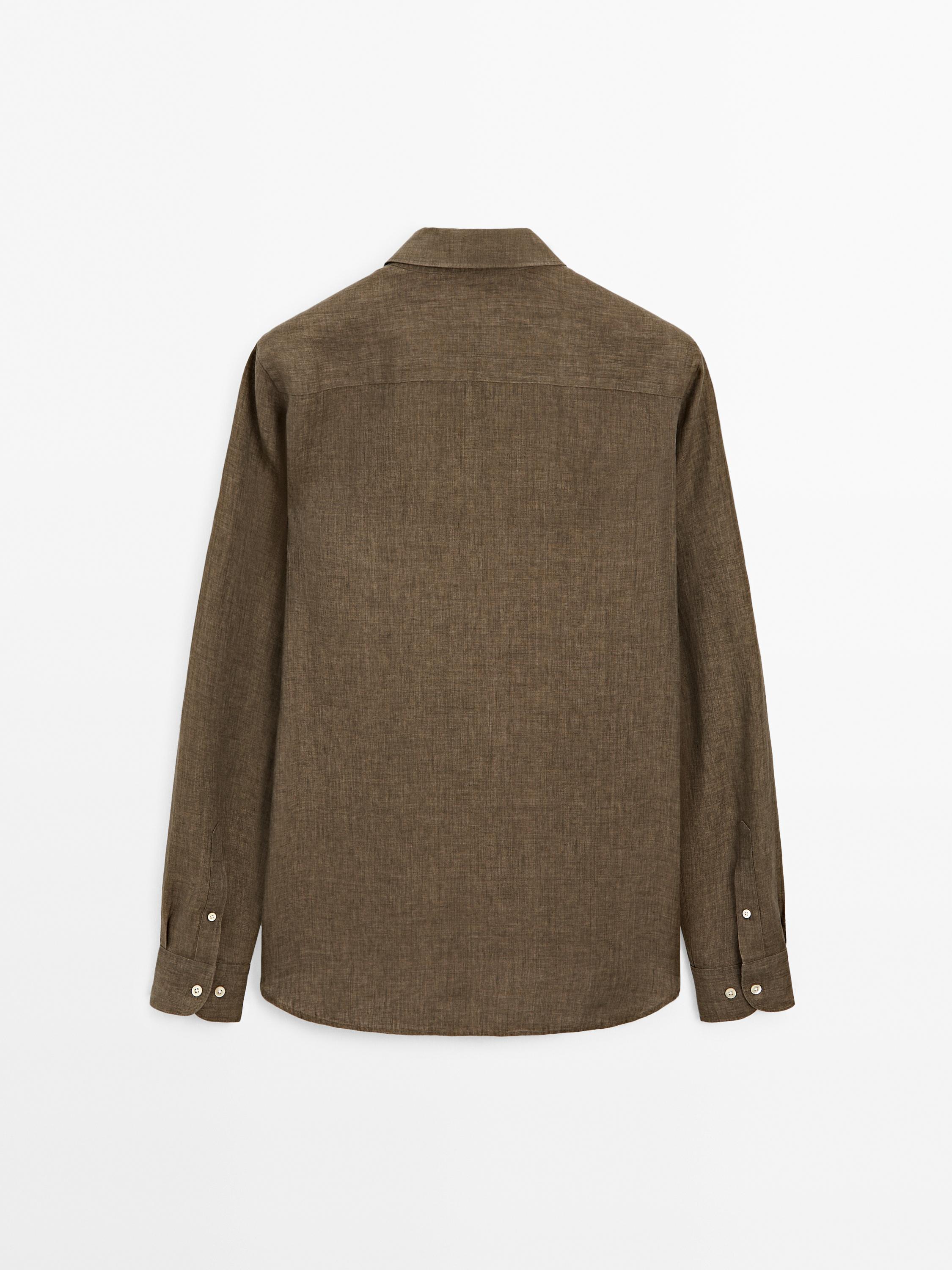 Slim fit faded 100% linen shirt
