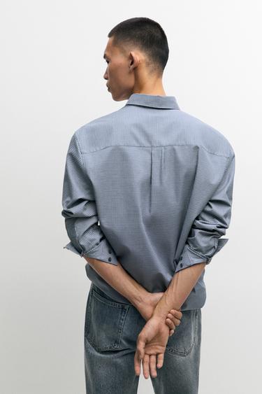 Regular fit micro-check shirt — DEEP BLUE 5