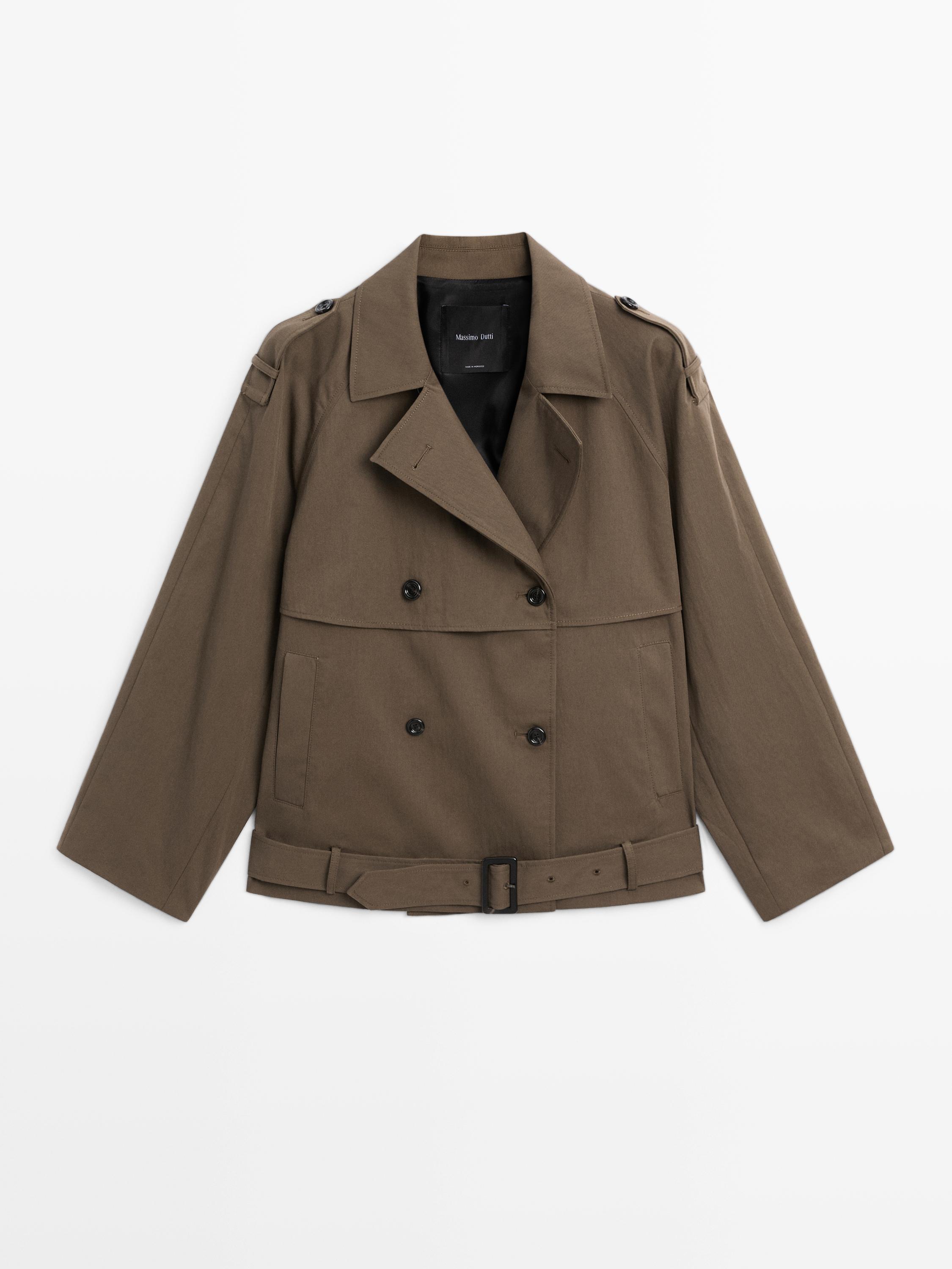 Short trench coat with belt detail