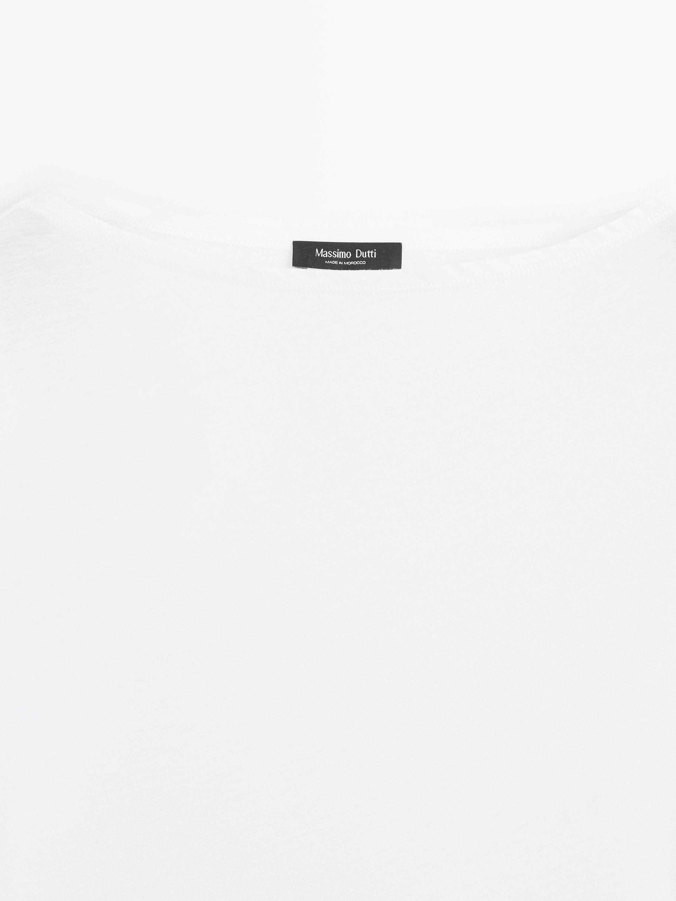 100% cotton boat neck T-shirt — WHITE