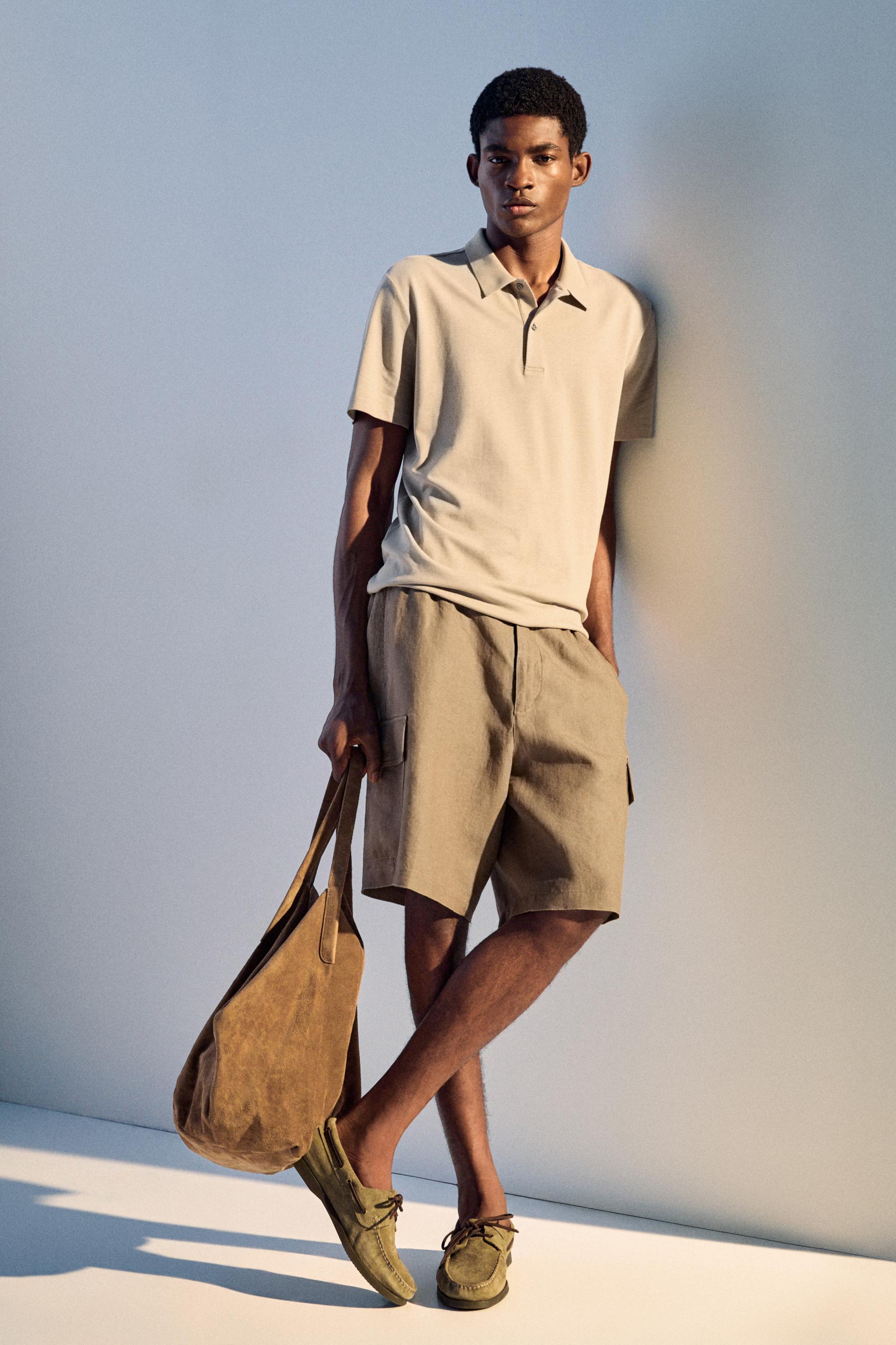 100% cotton structured polo shirt — STONE