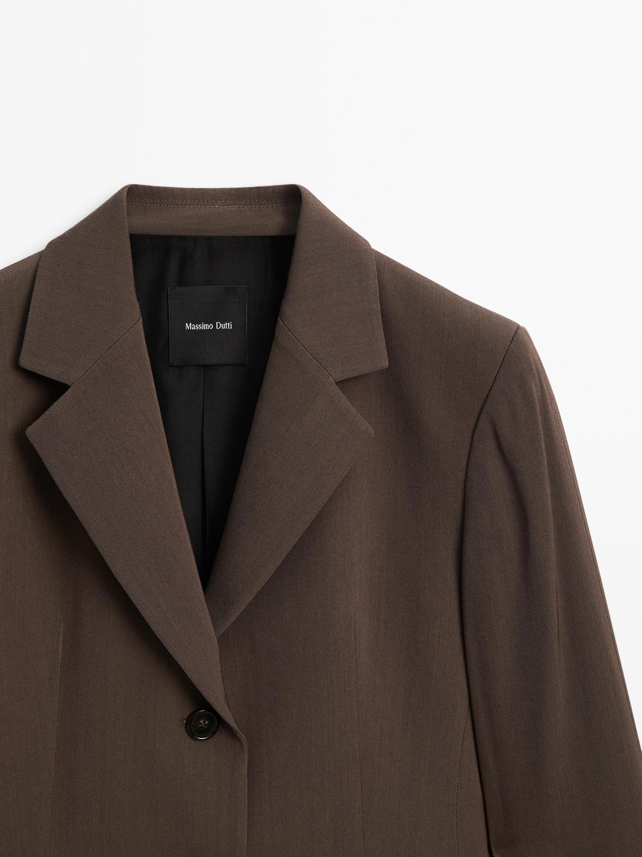 ★ Massimo Dutti★ Fine Wool Blend Blazer 06006564712 Fine wool blend blazer · Cream · Dressy | Massimo Dutti