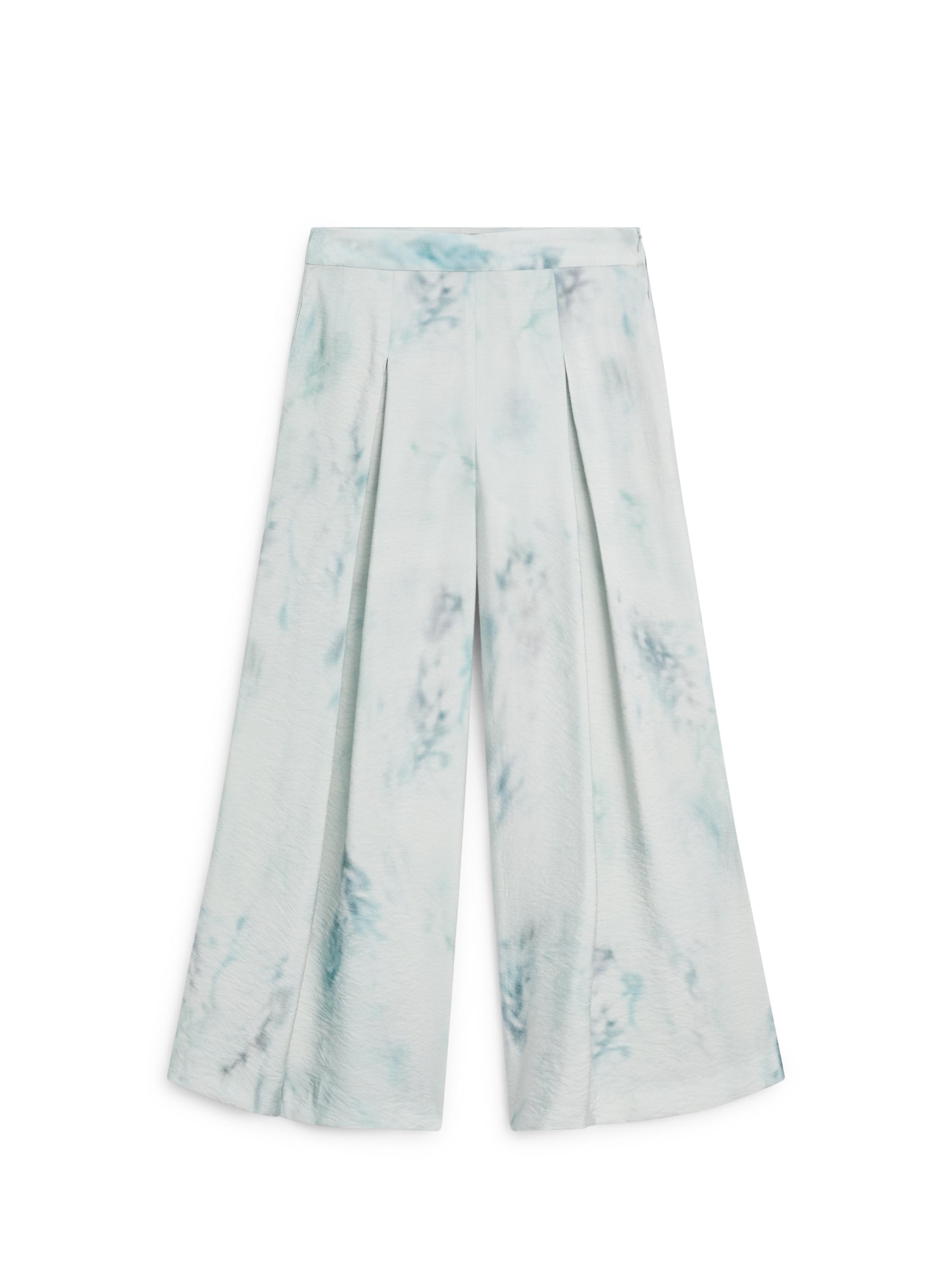 Printed trousers with pleat details — Light Blue