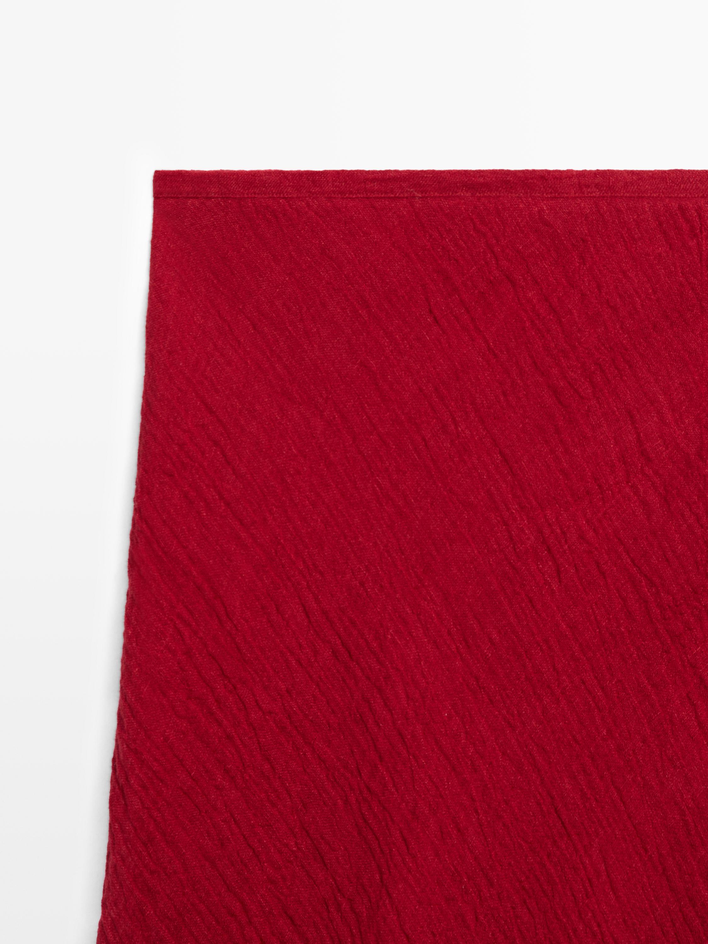 100% linen flounce midi skirt — RED