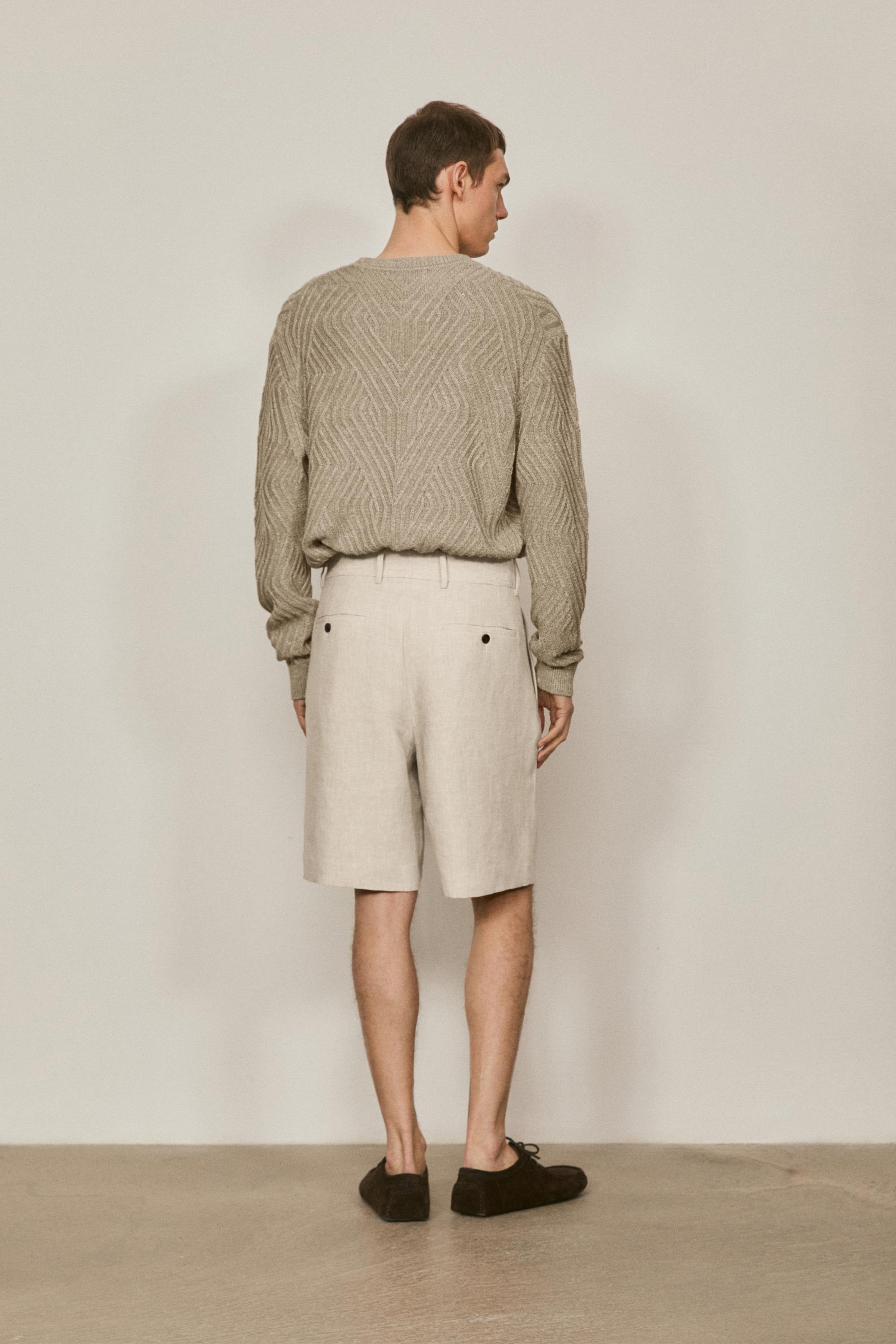 Linen Bermuda shorts with darts - LIMITED EDITION — BEIGE