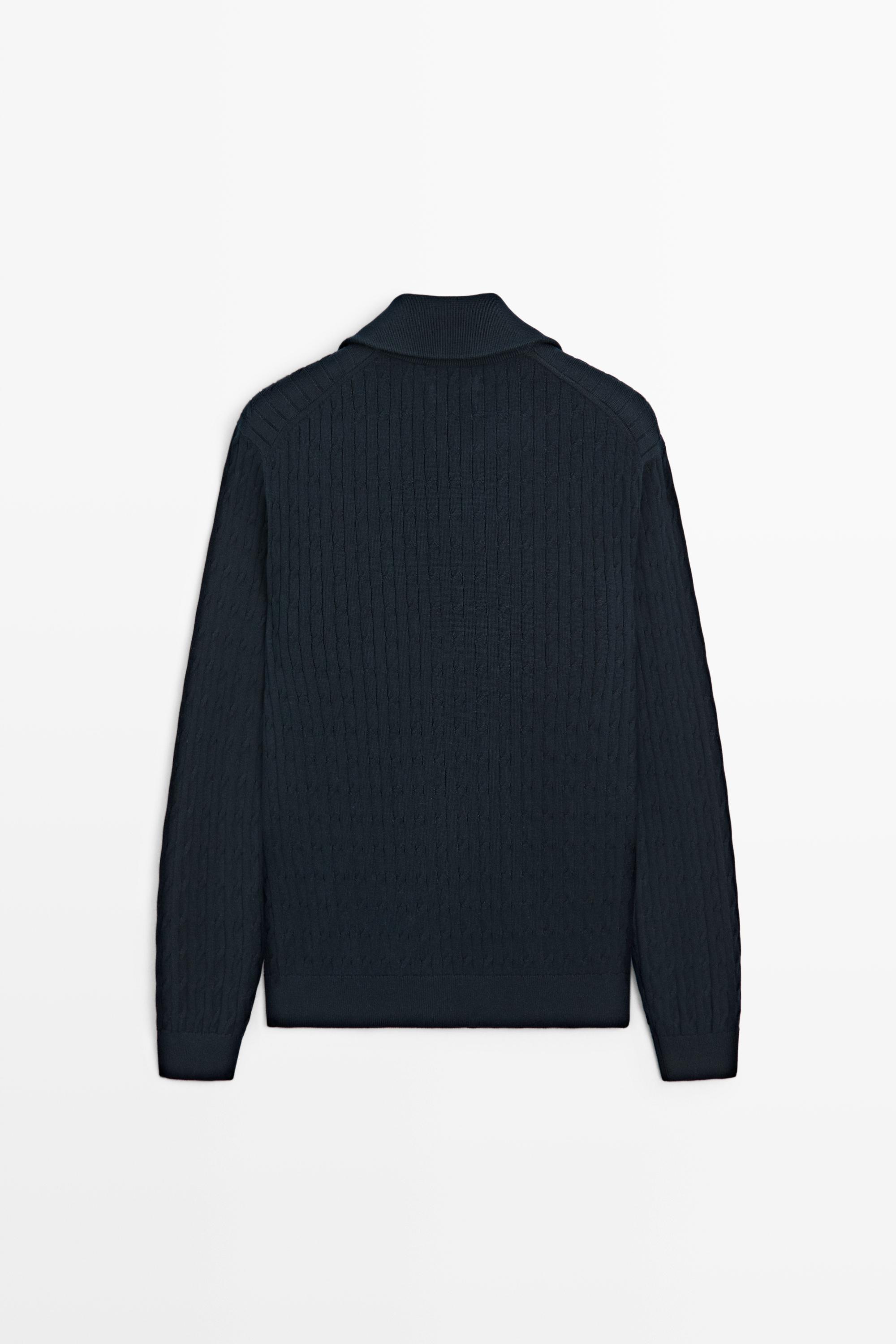 Massimo Dutti Fermuarlı dik yaka triko kazak görsel 5