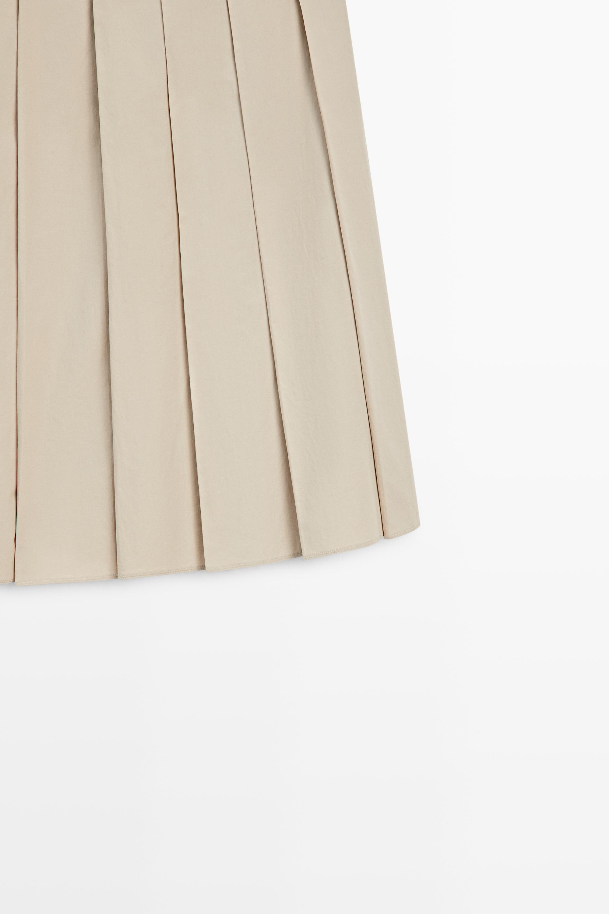 Pleated midi skirt with contrasting sash — SAND