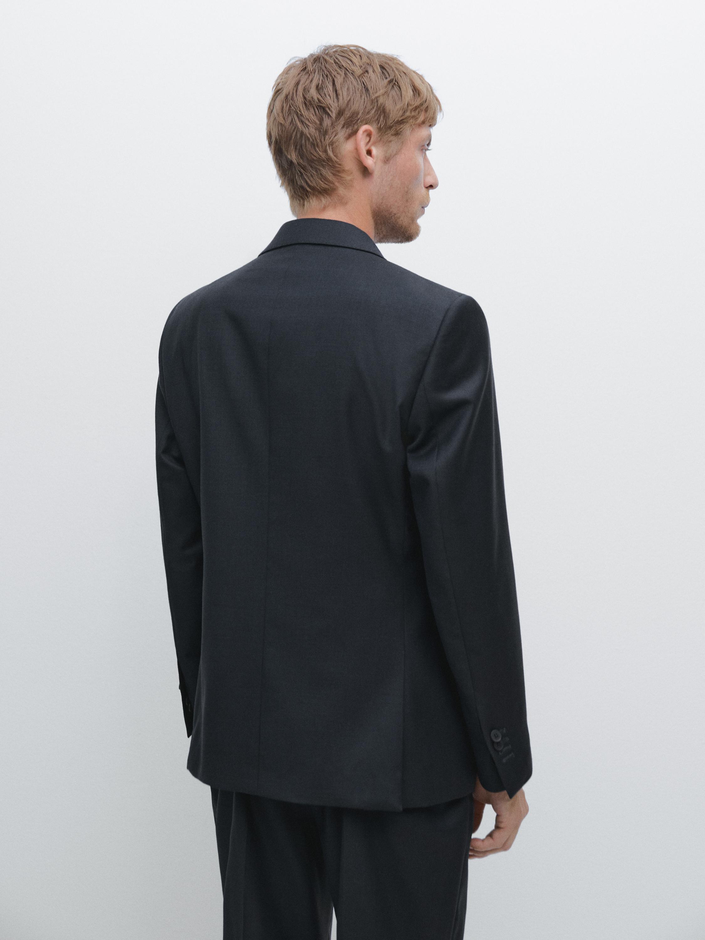 Micro textured weave suit blazer