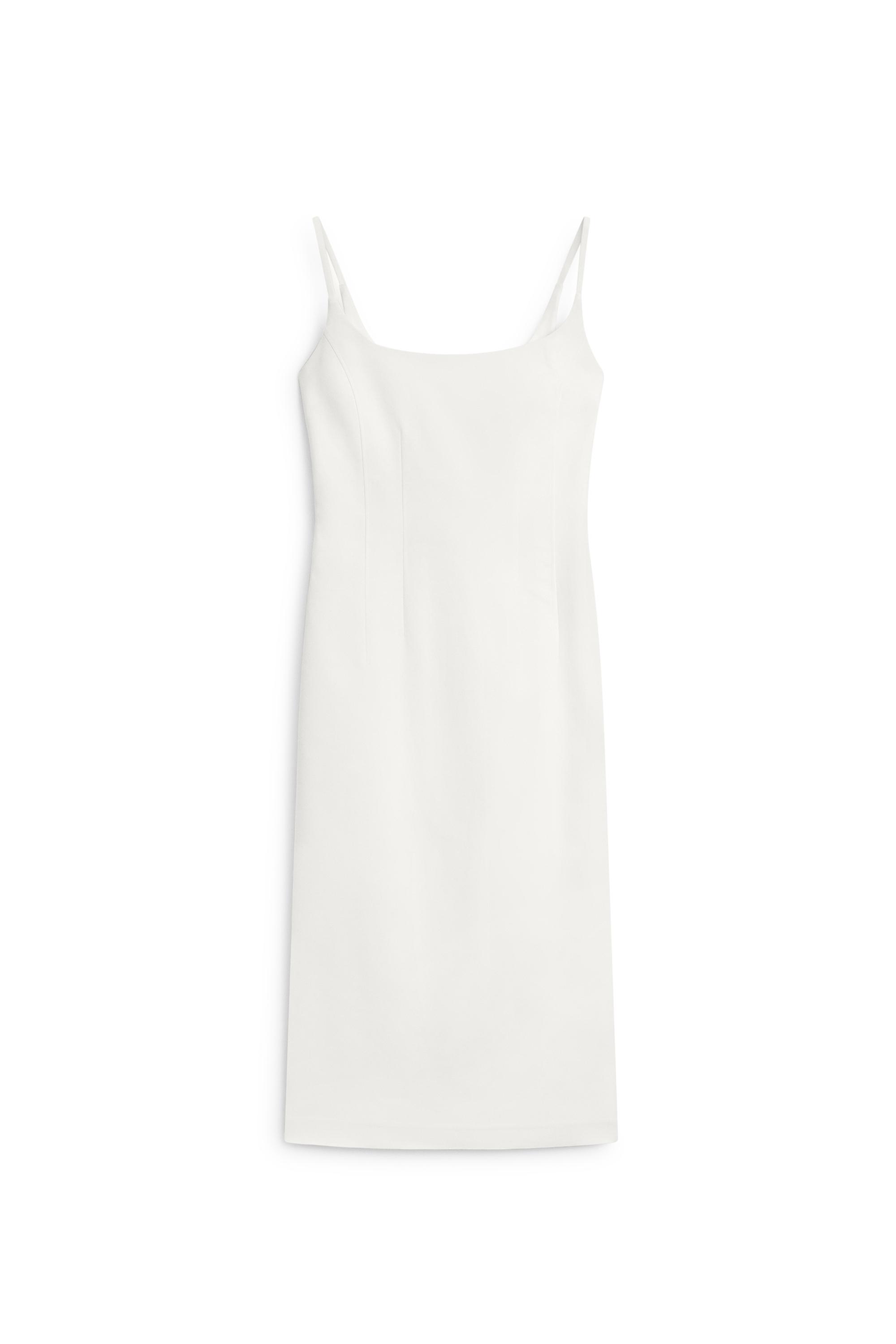 Cotton blend stretch midi dress — WHITE