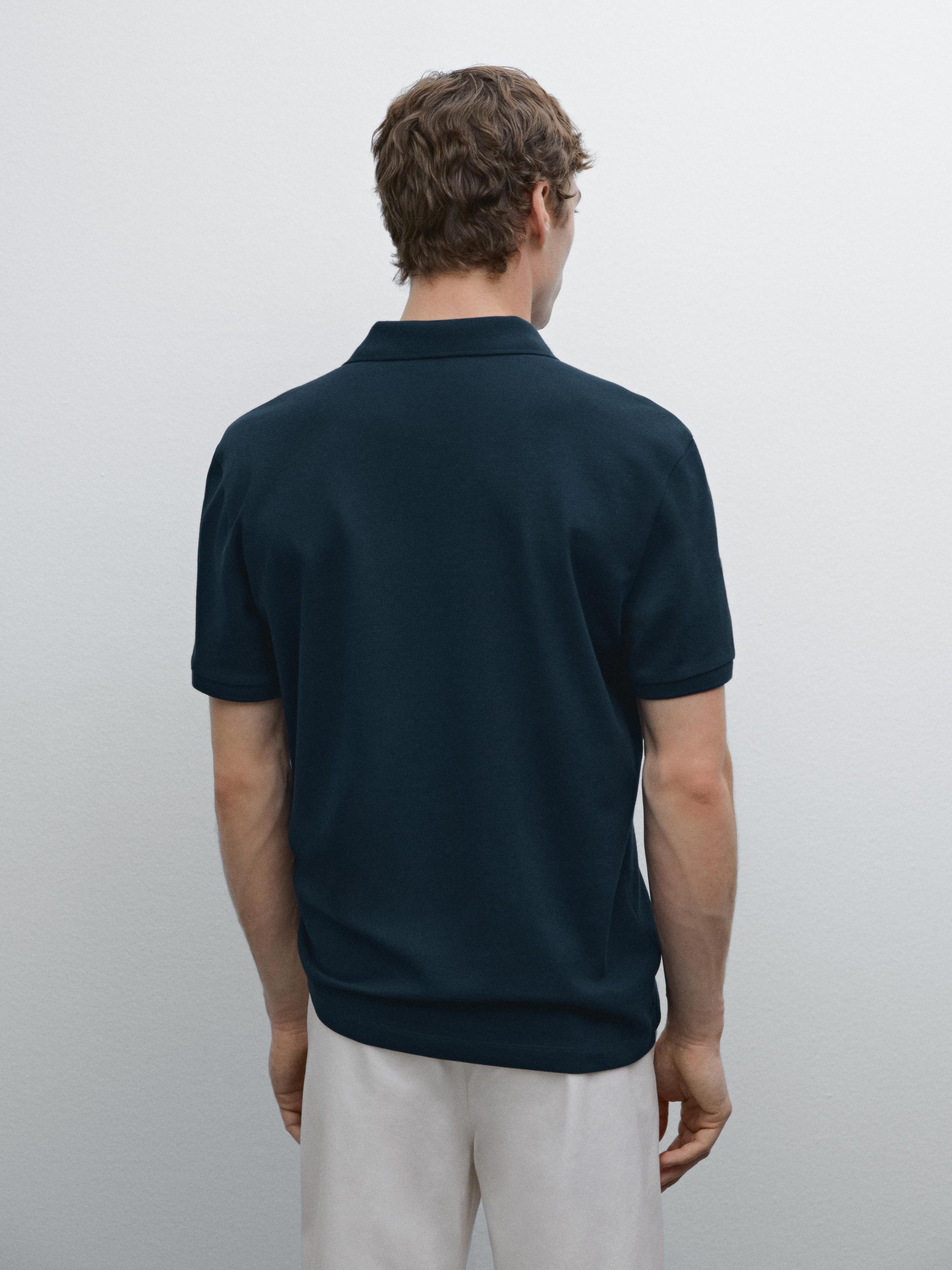 Micro textured piqué cotton polo shirt