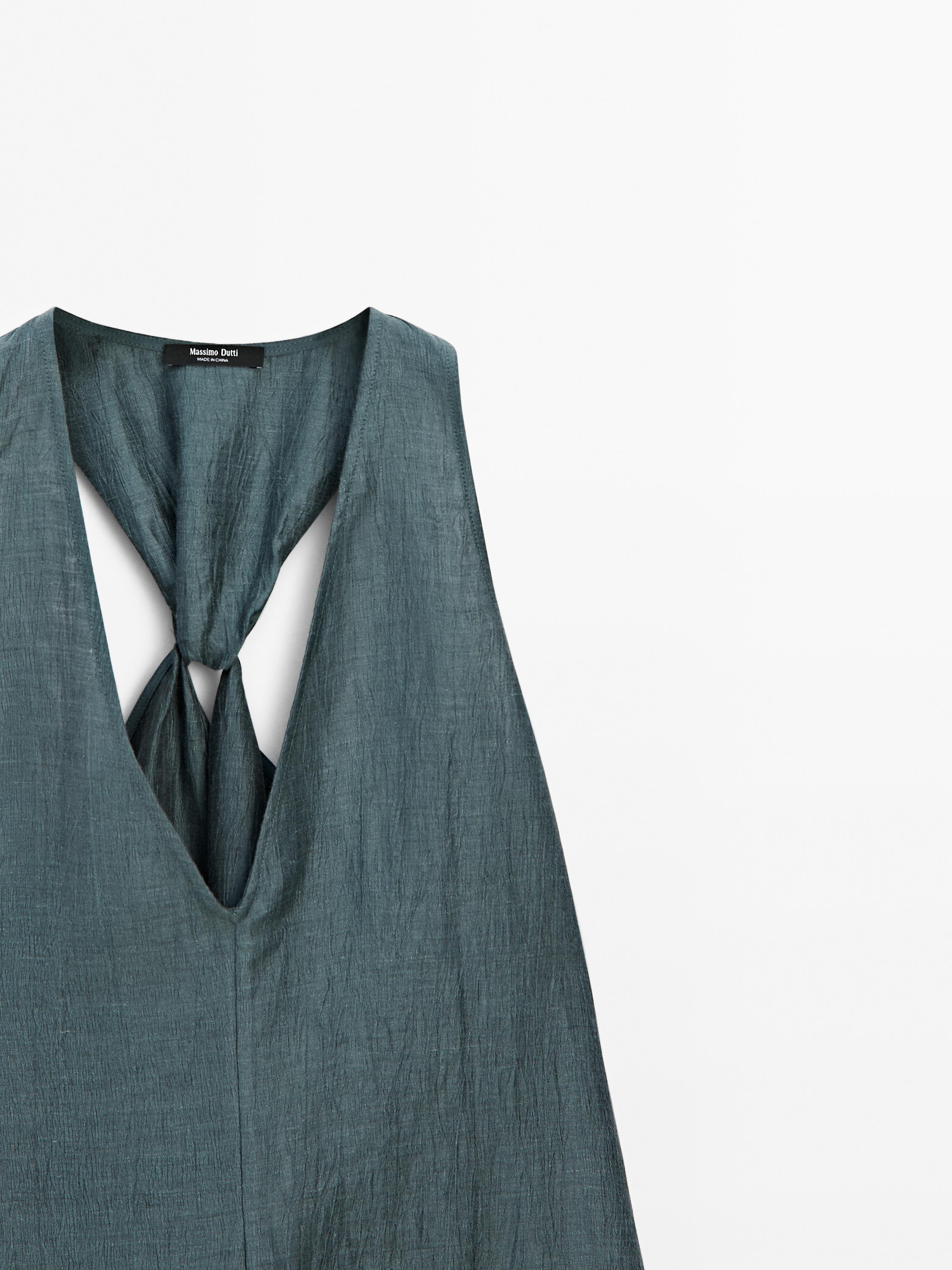 Linen blend dress with back detail