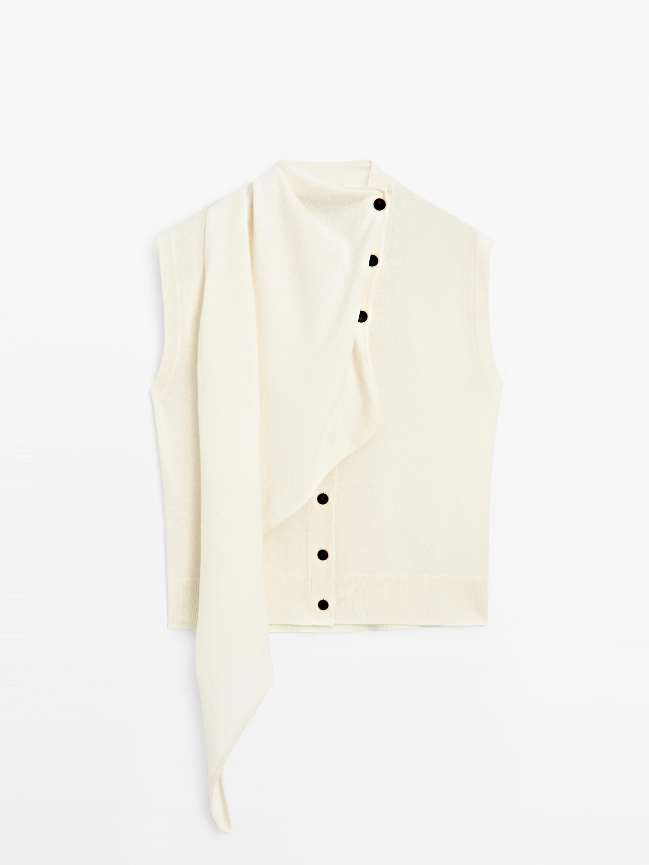 100% wool waistcoat with scarf detail