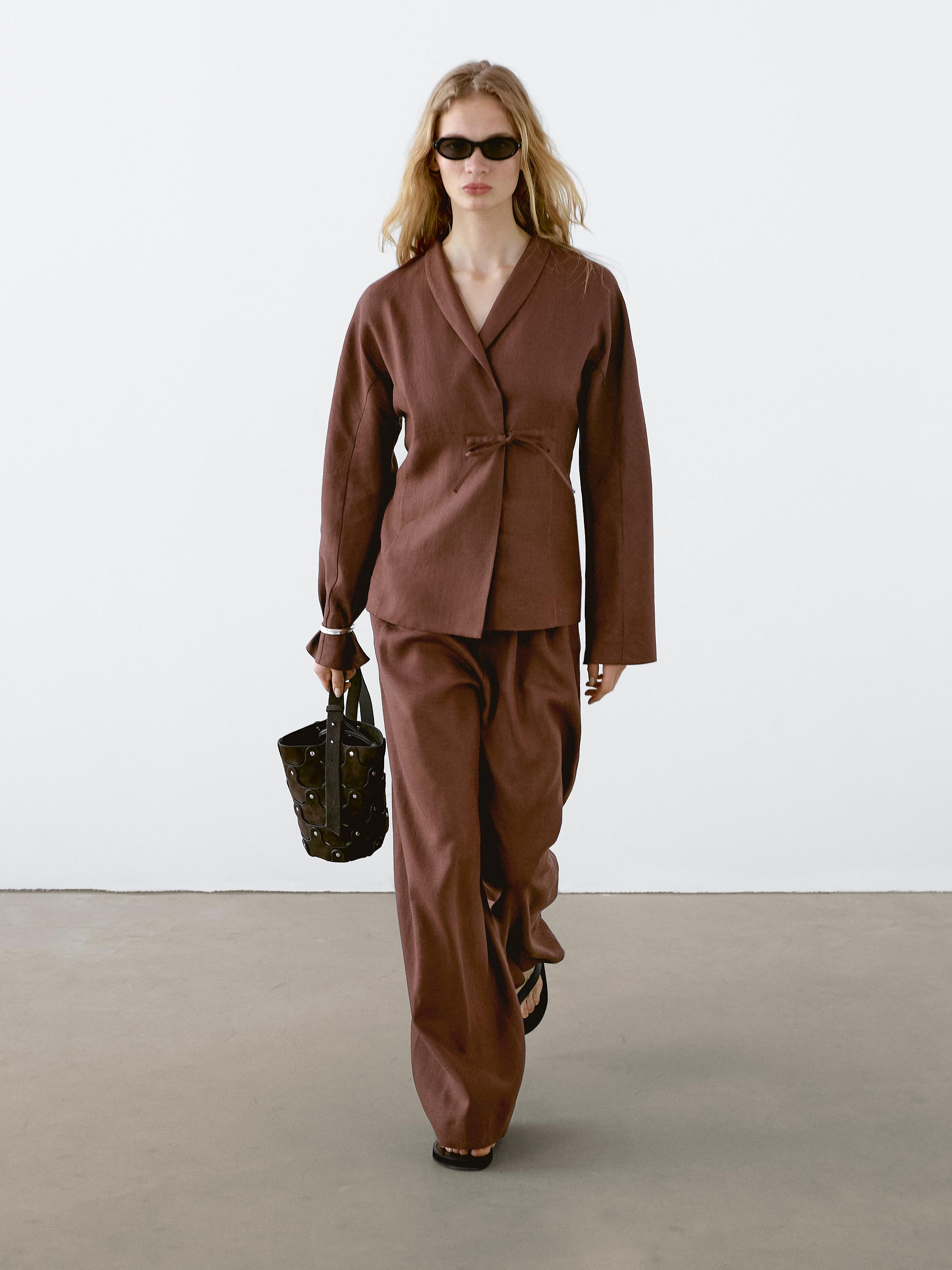 Pantalon large fluide en lin