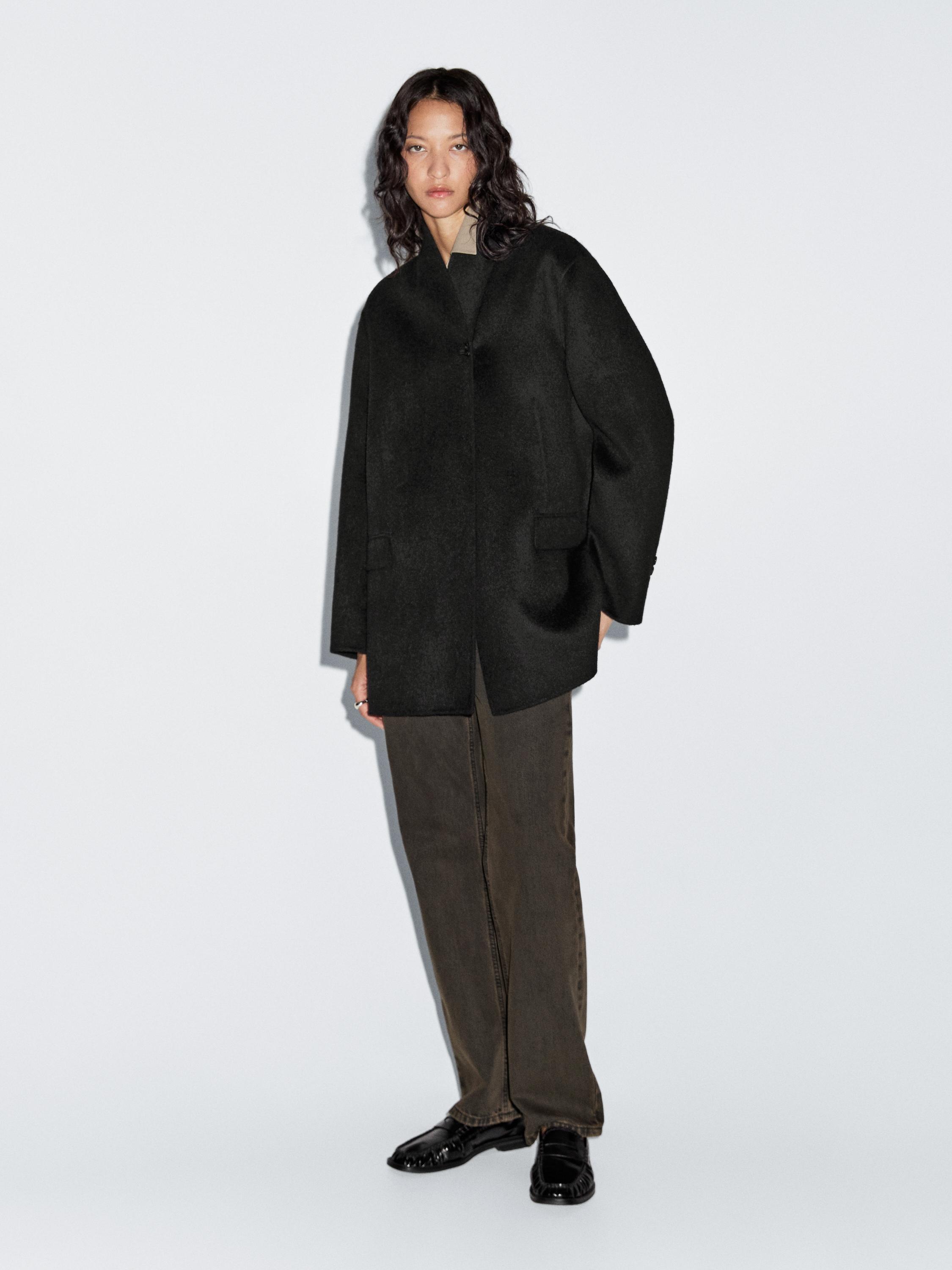 Wool blend high neck coat