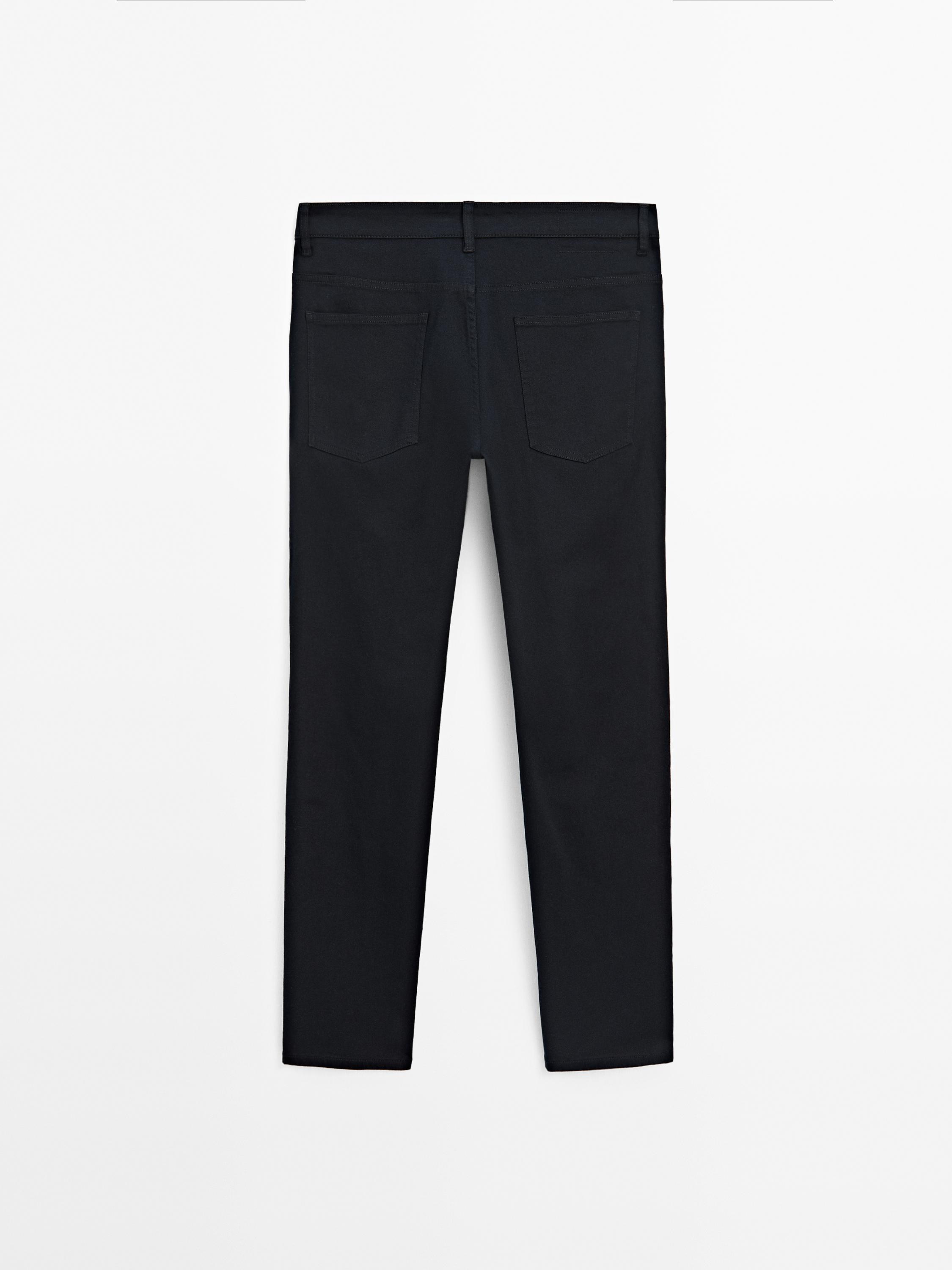 Cotton blend slim fit denim trousers