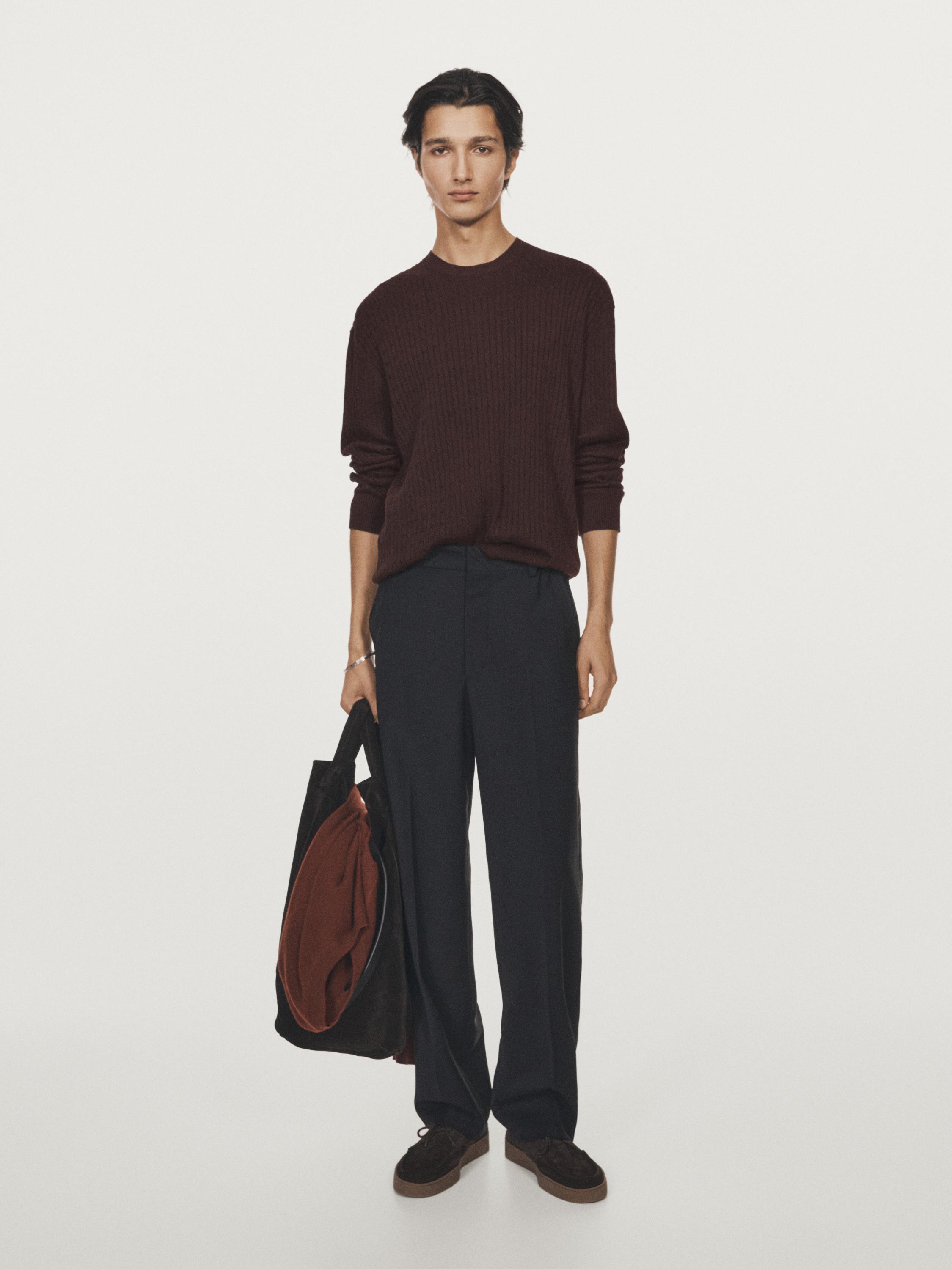 Cotton blend cable-knit sweater
