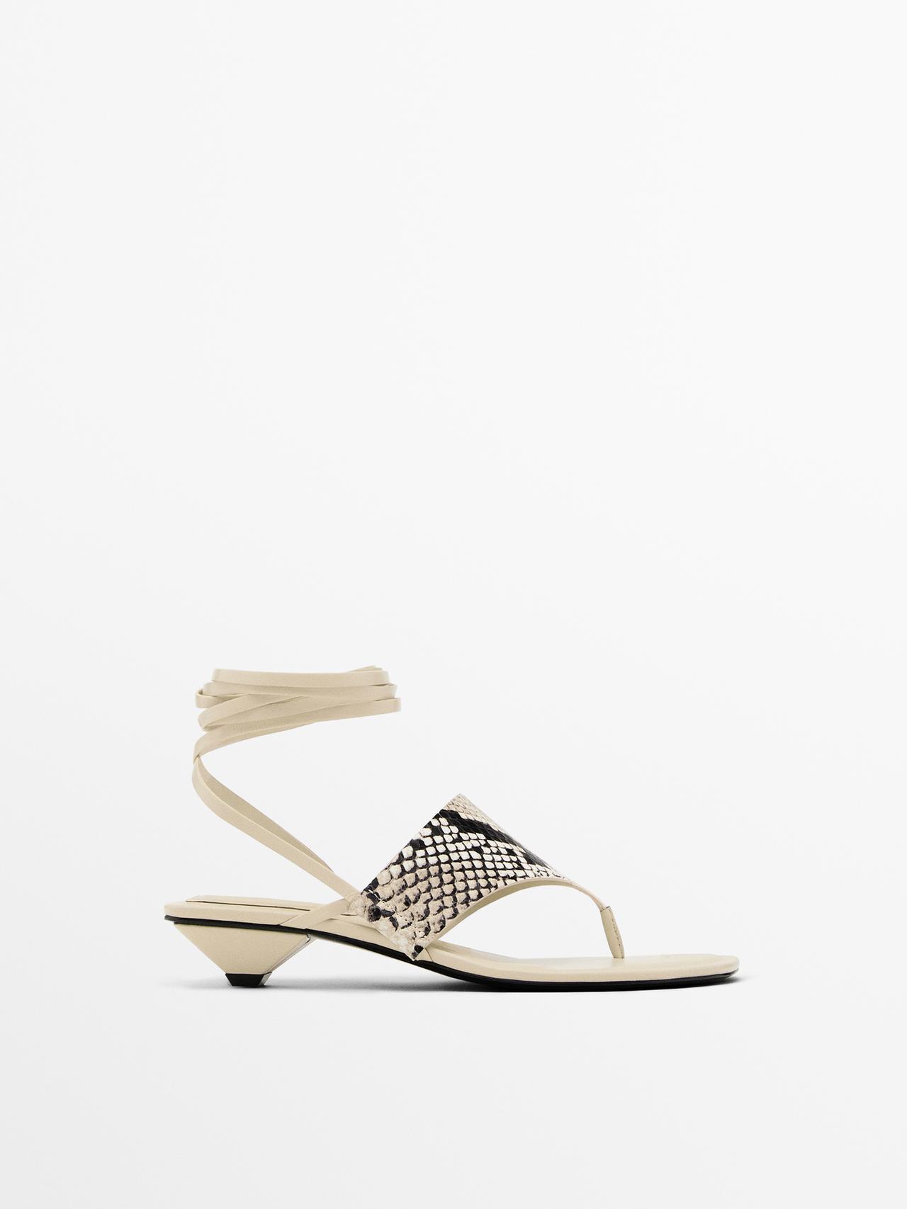 Massimo Dutti - Dame - Sandaler Med Dyreprint - Kombineret - 42