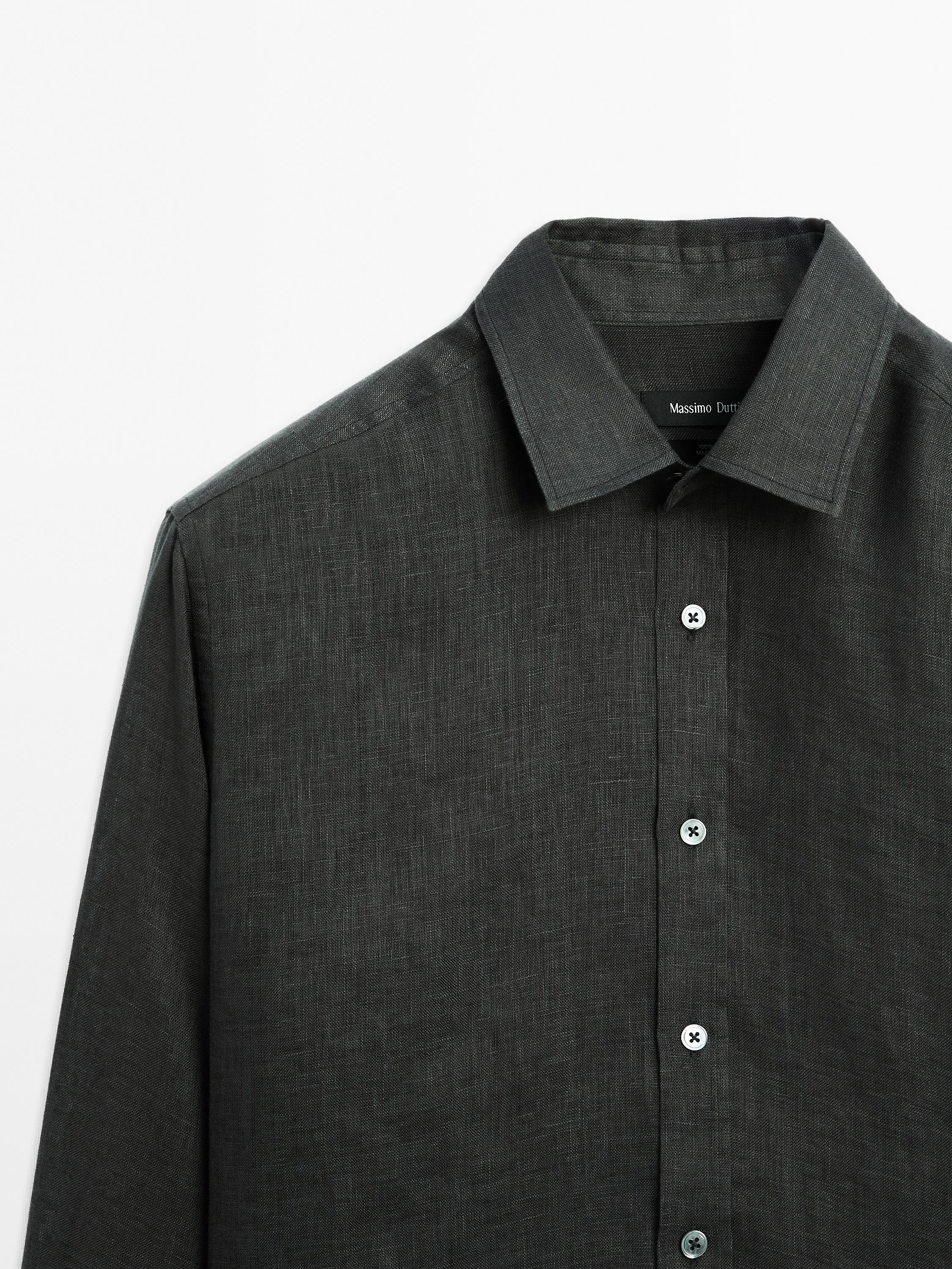 Camisa regular fit 100% lino