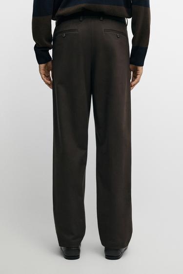 Cotton blend straight-leg pants — BROWN 5