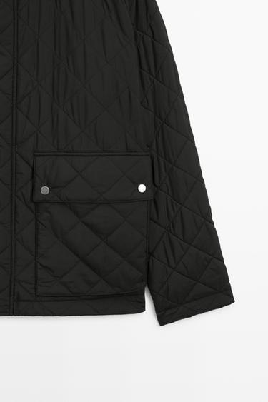 Quilted jacket with corduroy collar — BLACK 7