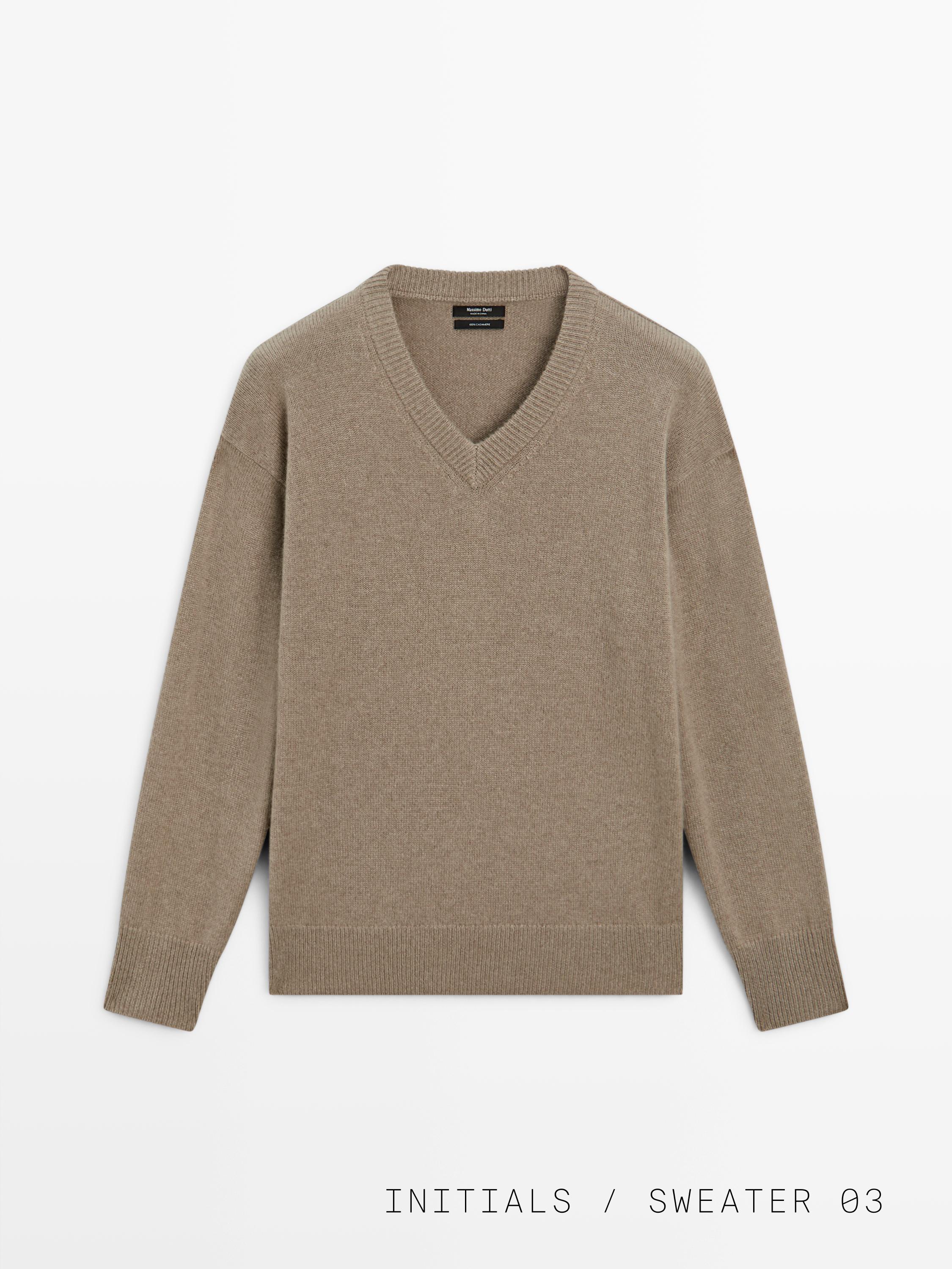 Πλεκτό πουλόβερ με λαιμόκοψη V από 100% κασμίρι