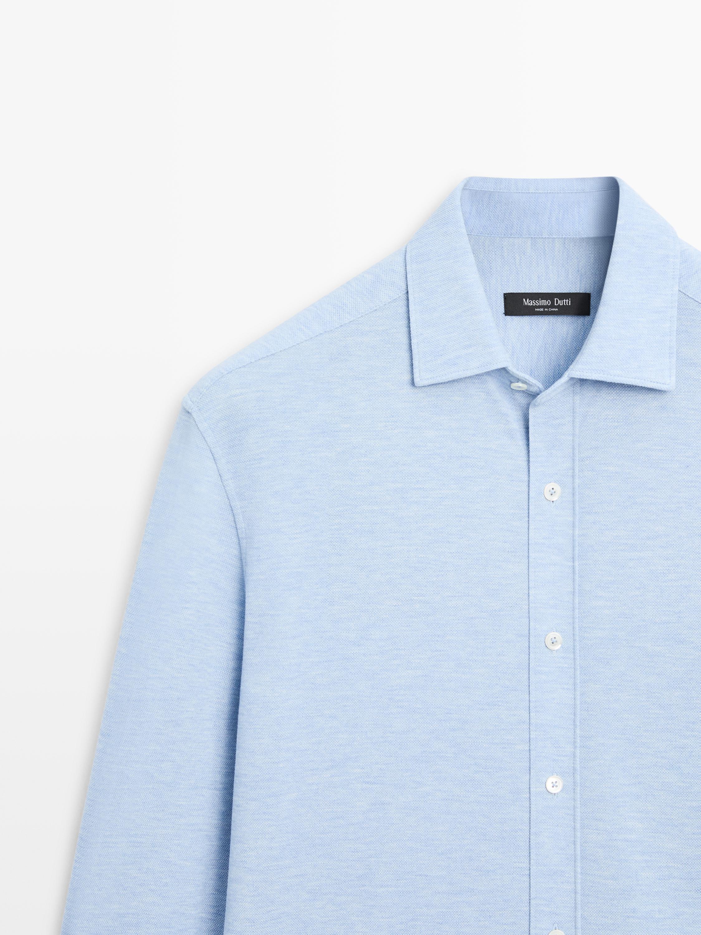 Regular fit melange shirt — SKY BLUE