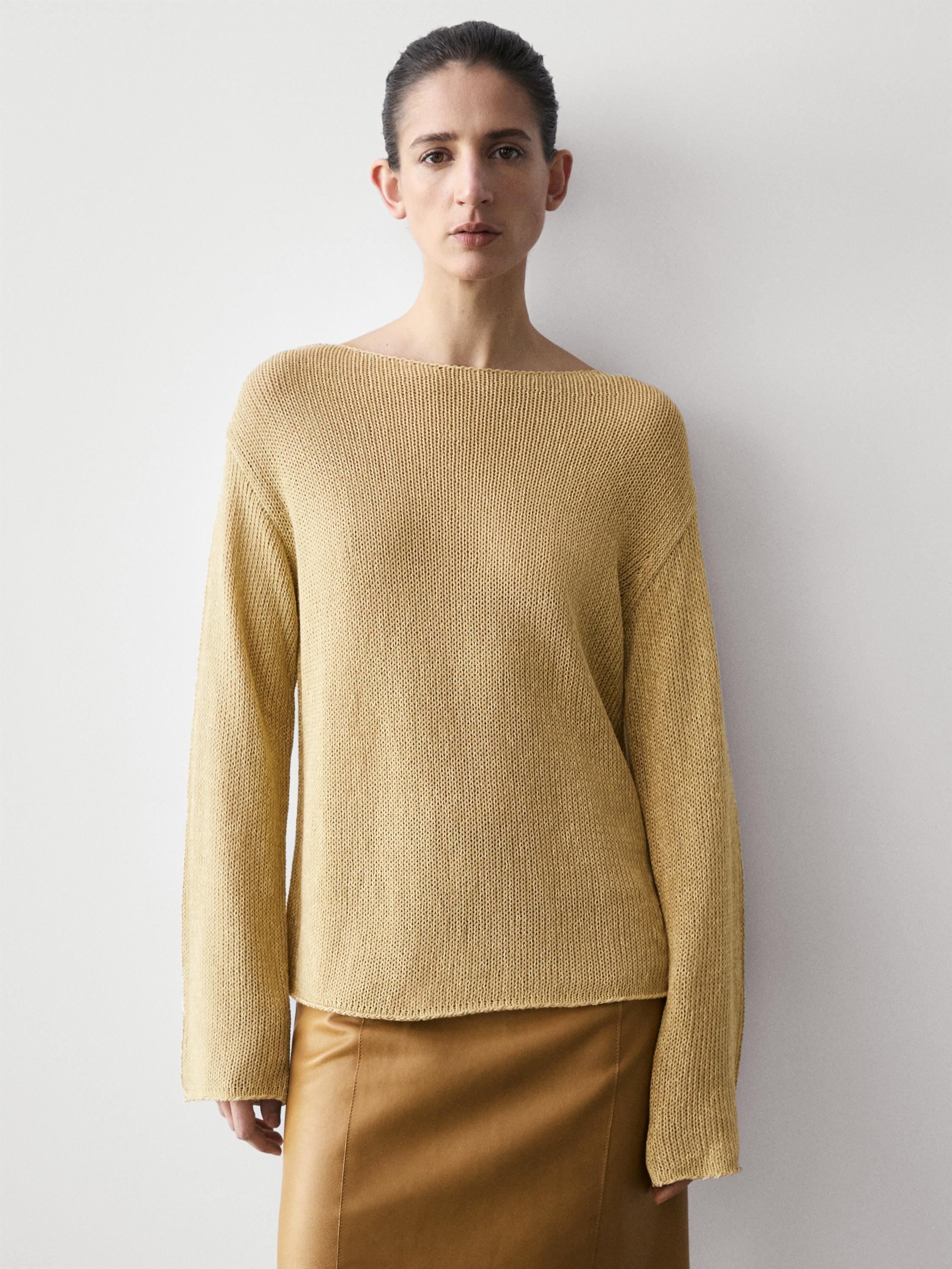 Cotton blend cutwork sweater — LIME