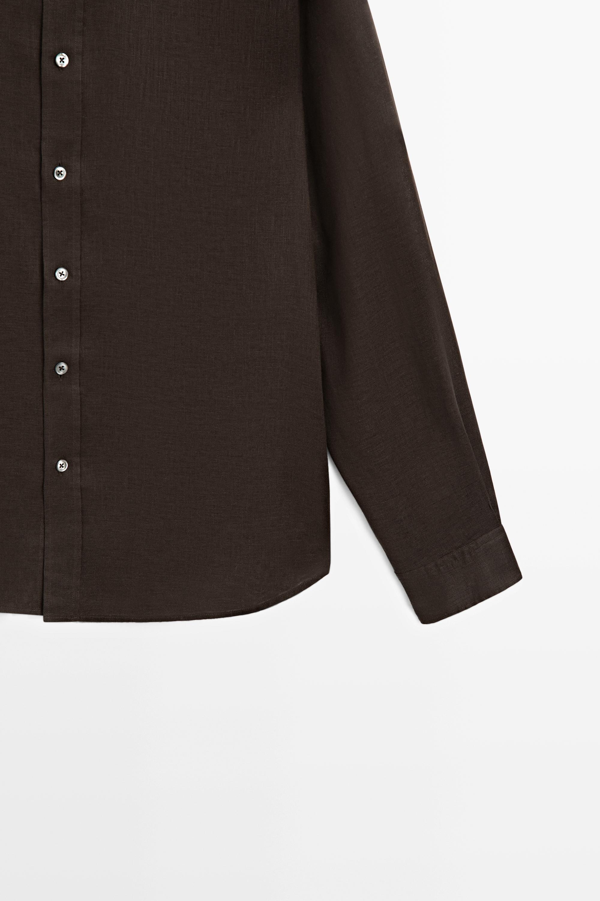 Regular fit 100% linen shirt — BROWN
