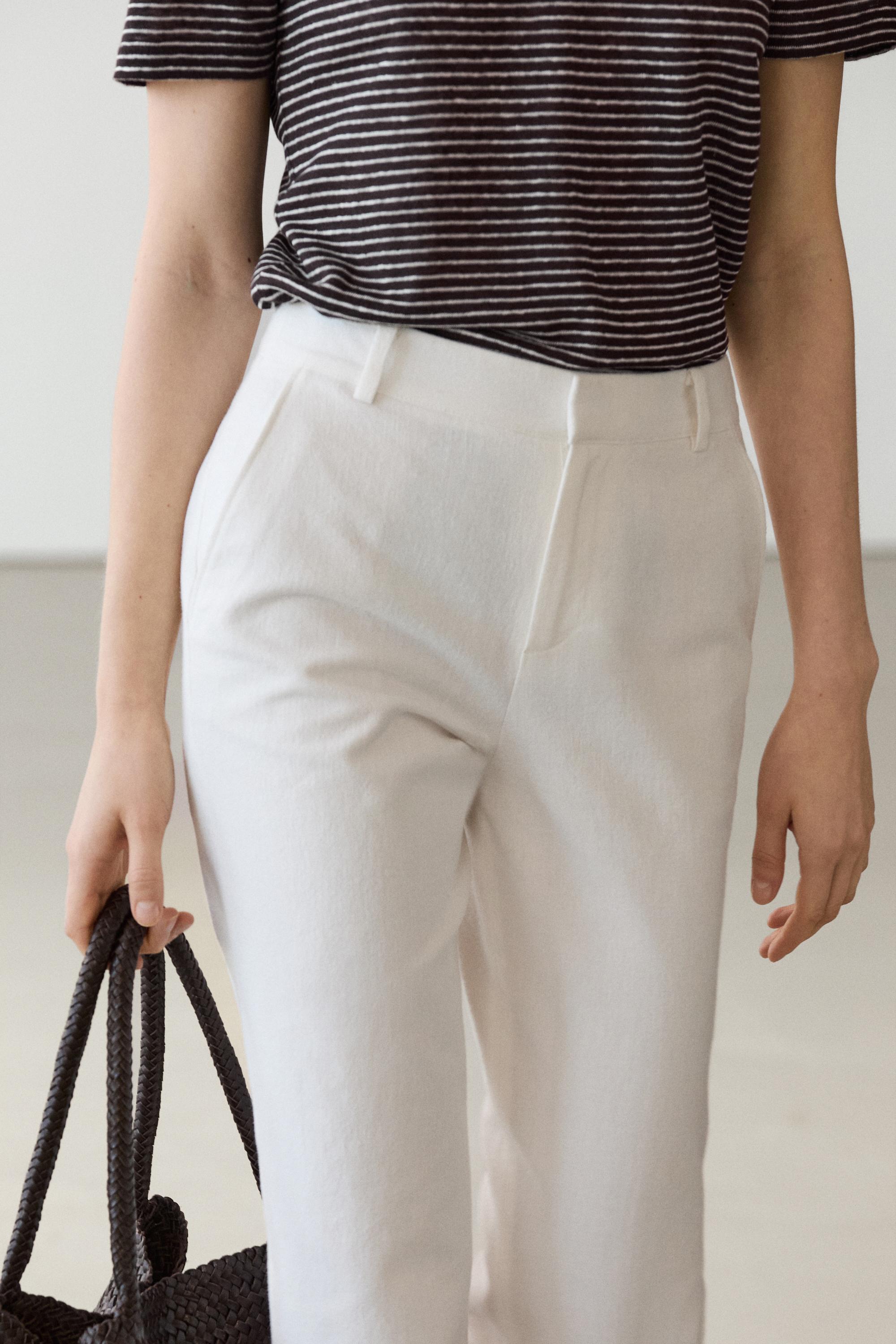 Slim fit linen blend trousers — Off white