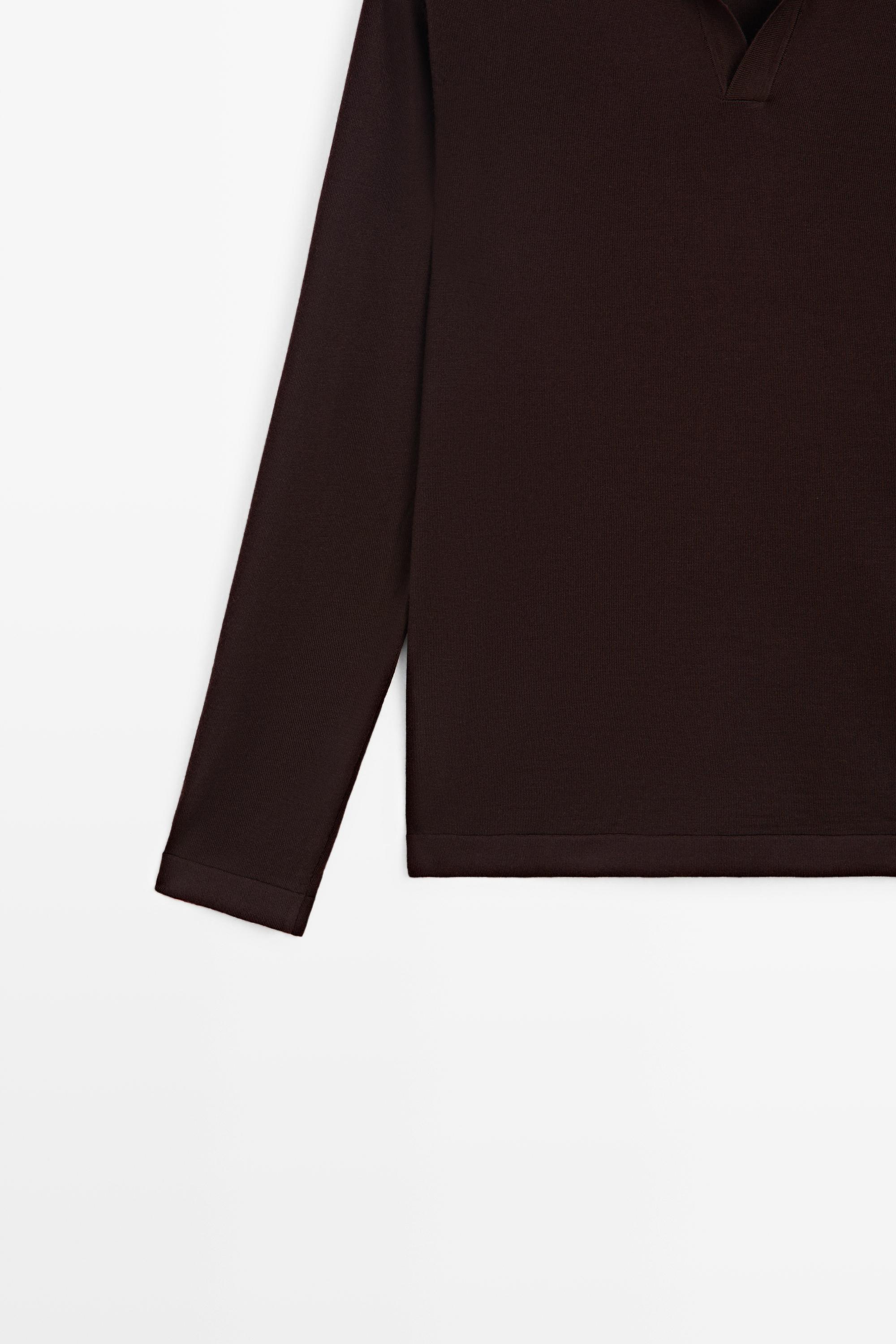 100% merino wool knit polo sweater — MAROON