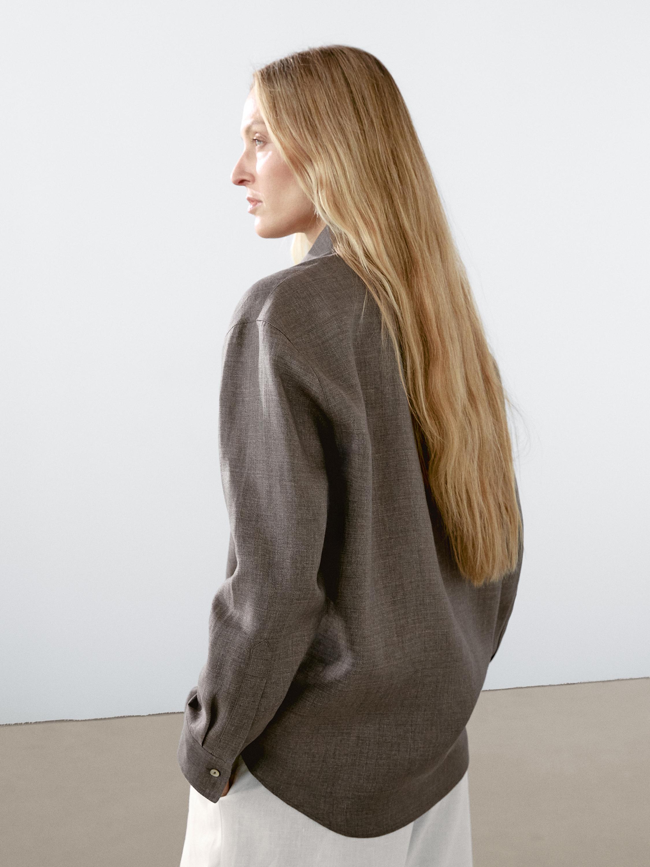 Lightweight 100% linen shirt with pintucks