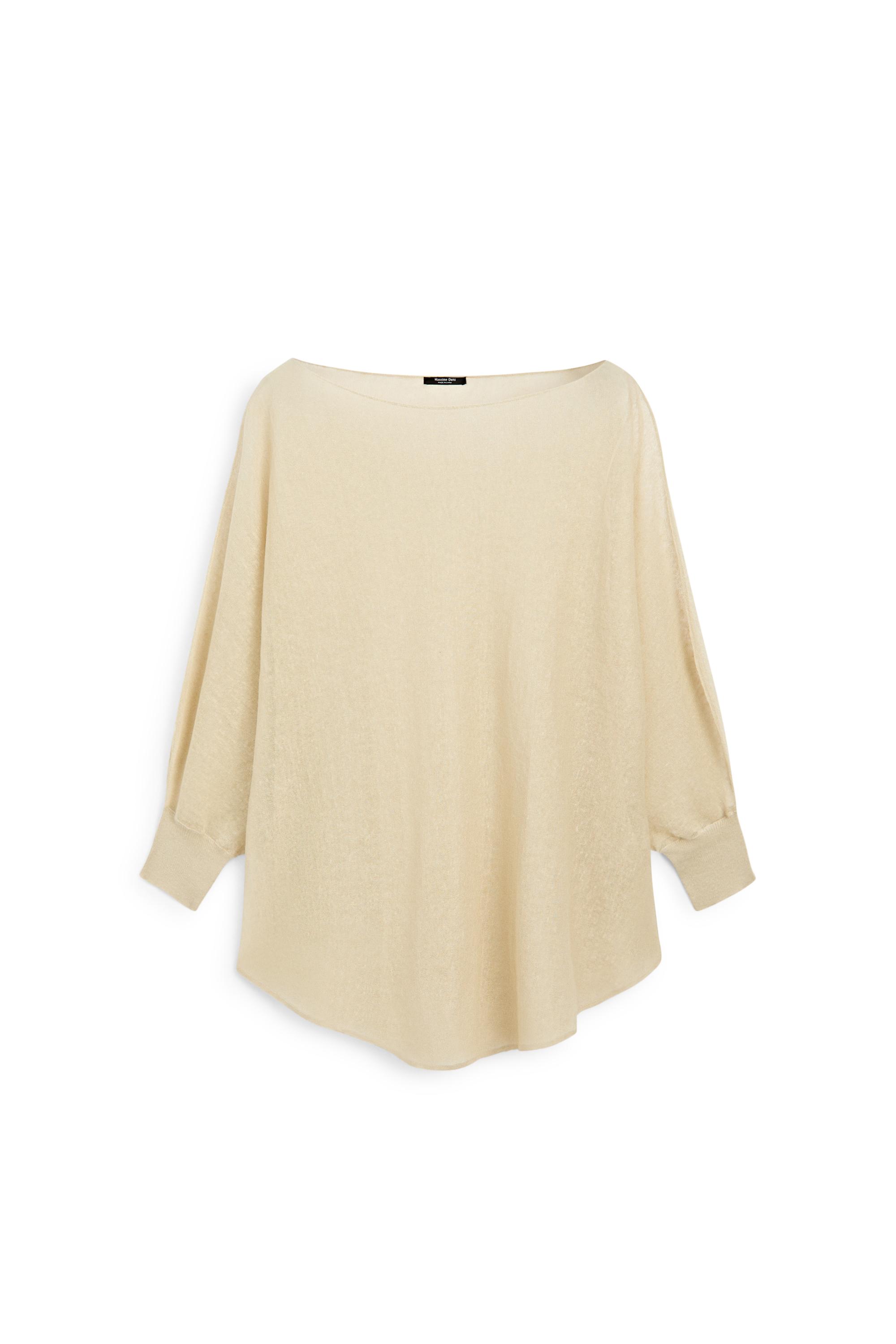 Linen blend flowing cape-style sweater — SAND