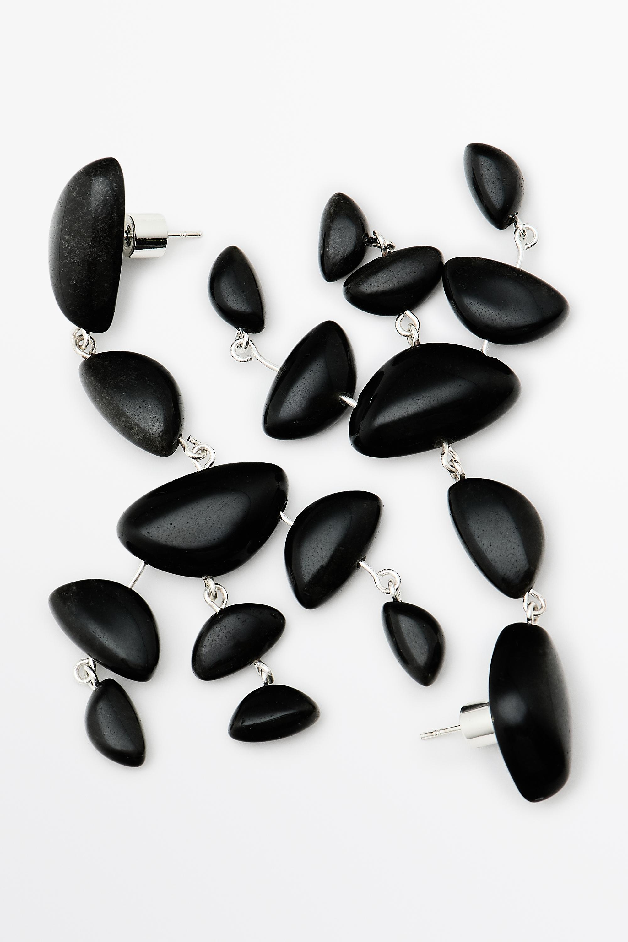 Large gemstone dangle earrings — BLACK