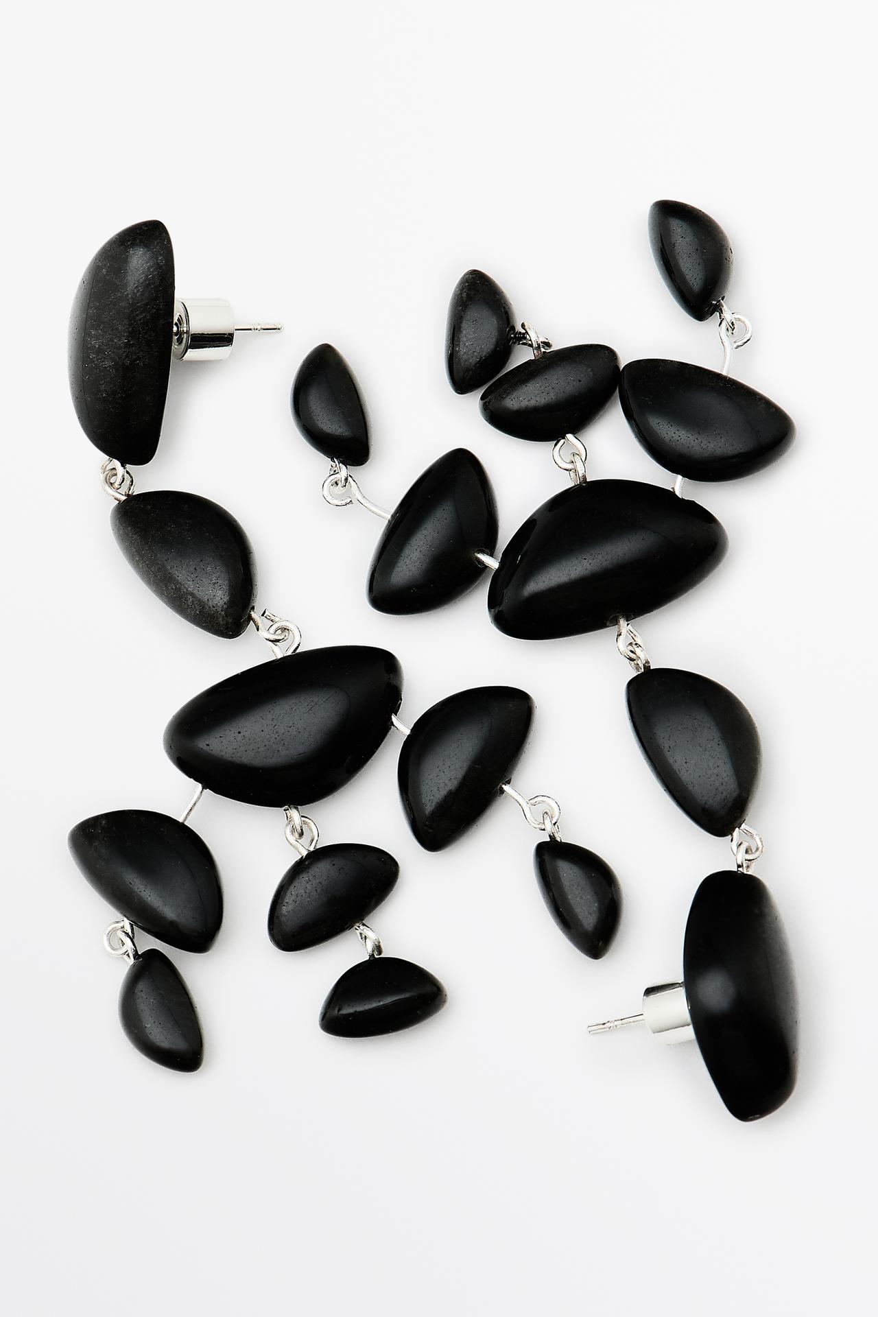 Large gemstone dangle earrings — BLACK