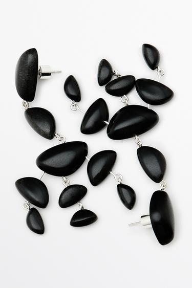 Large gemstone dangle earrings — BLACK 4