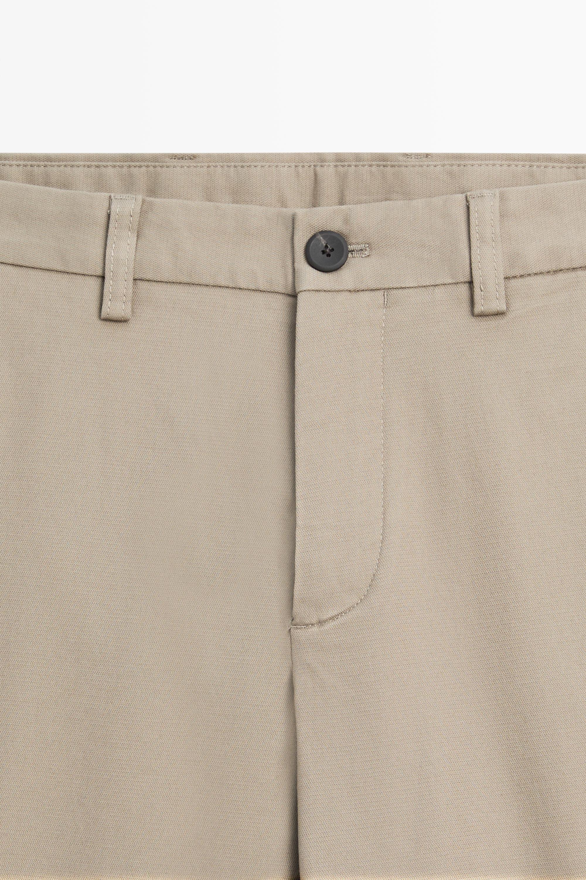Cotton blend slim fit pants — GREEN
