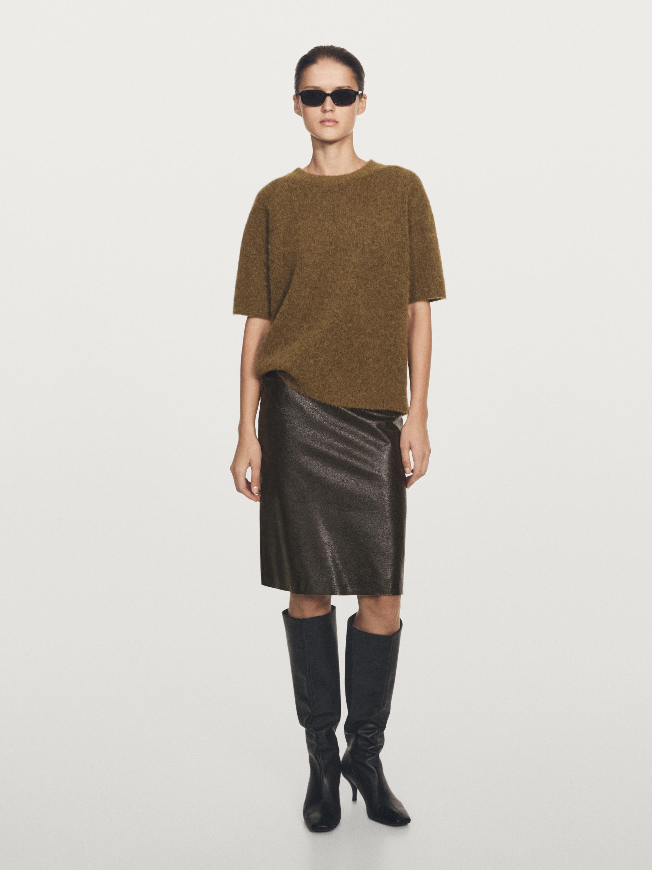 Short nappa leather skirt