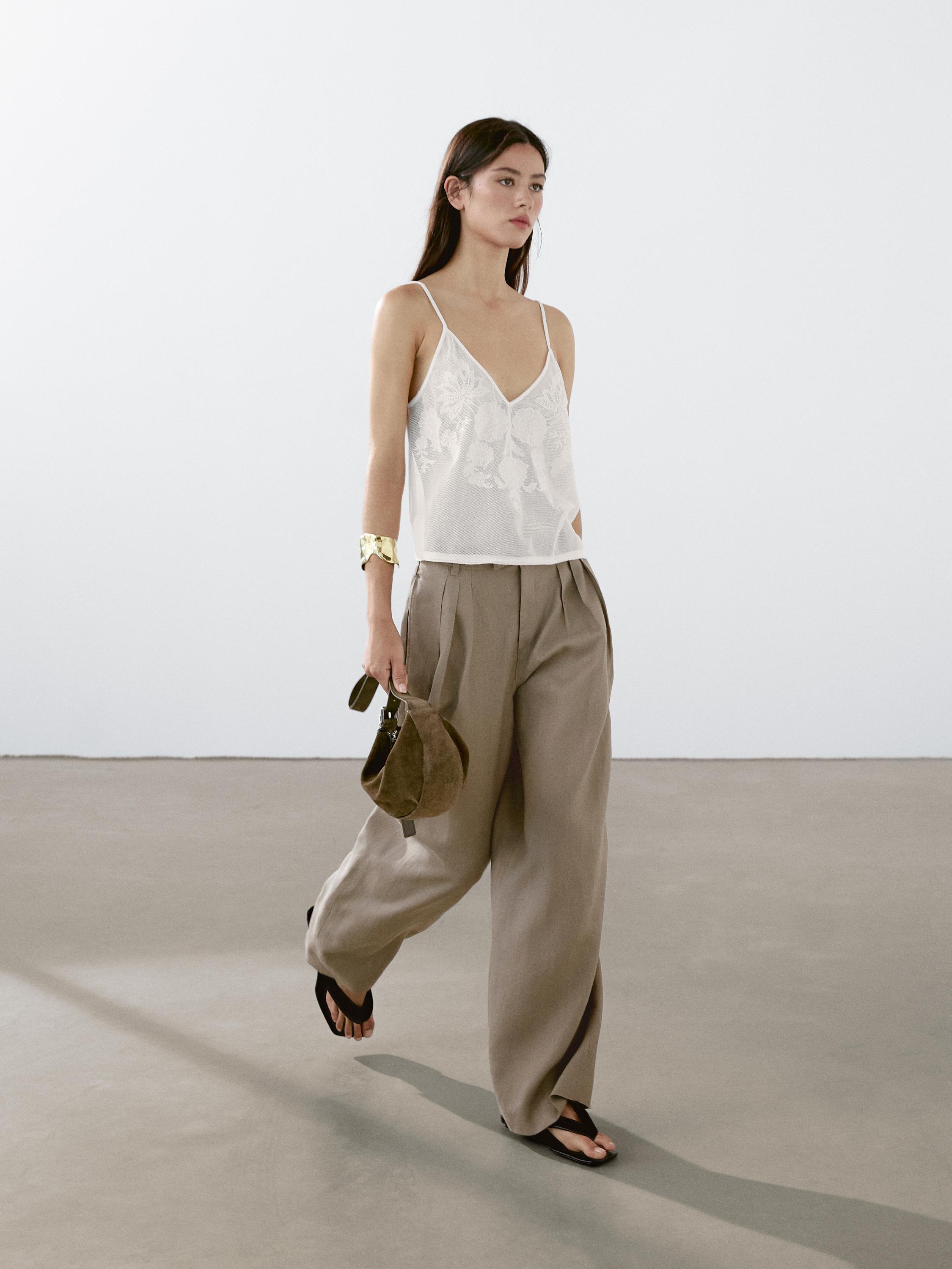 Pantalón triple pinza 100% lino