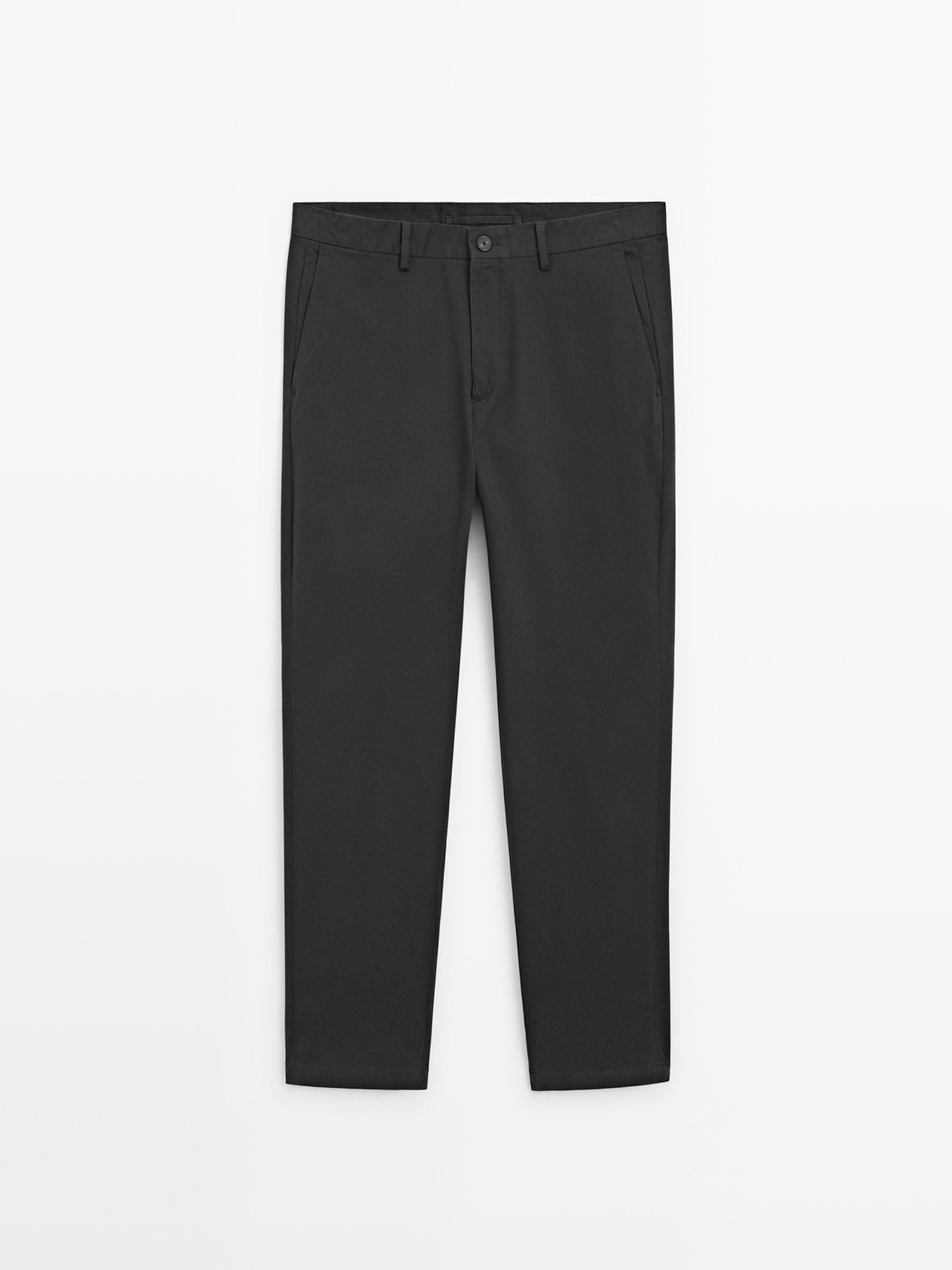 Slim fit cotton trousers