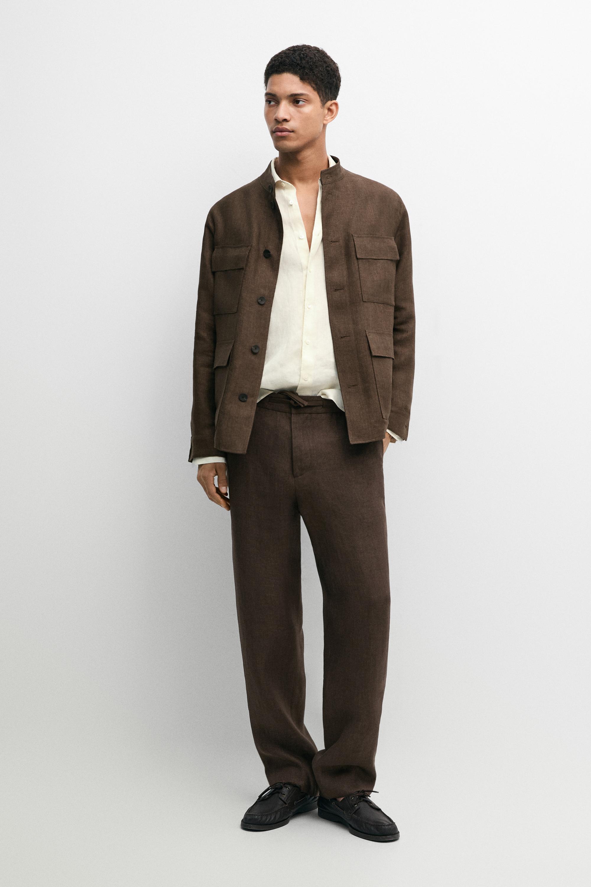 Total look faded linen overshirt