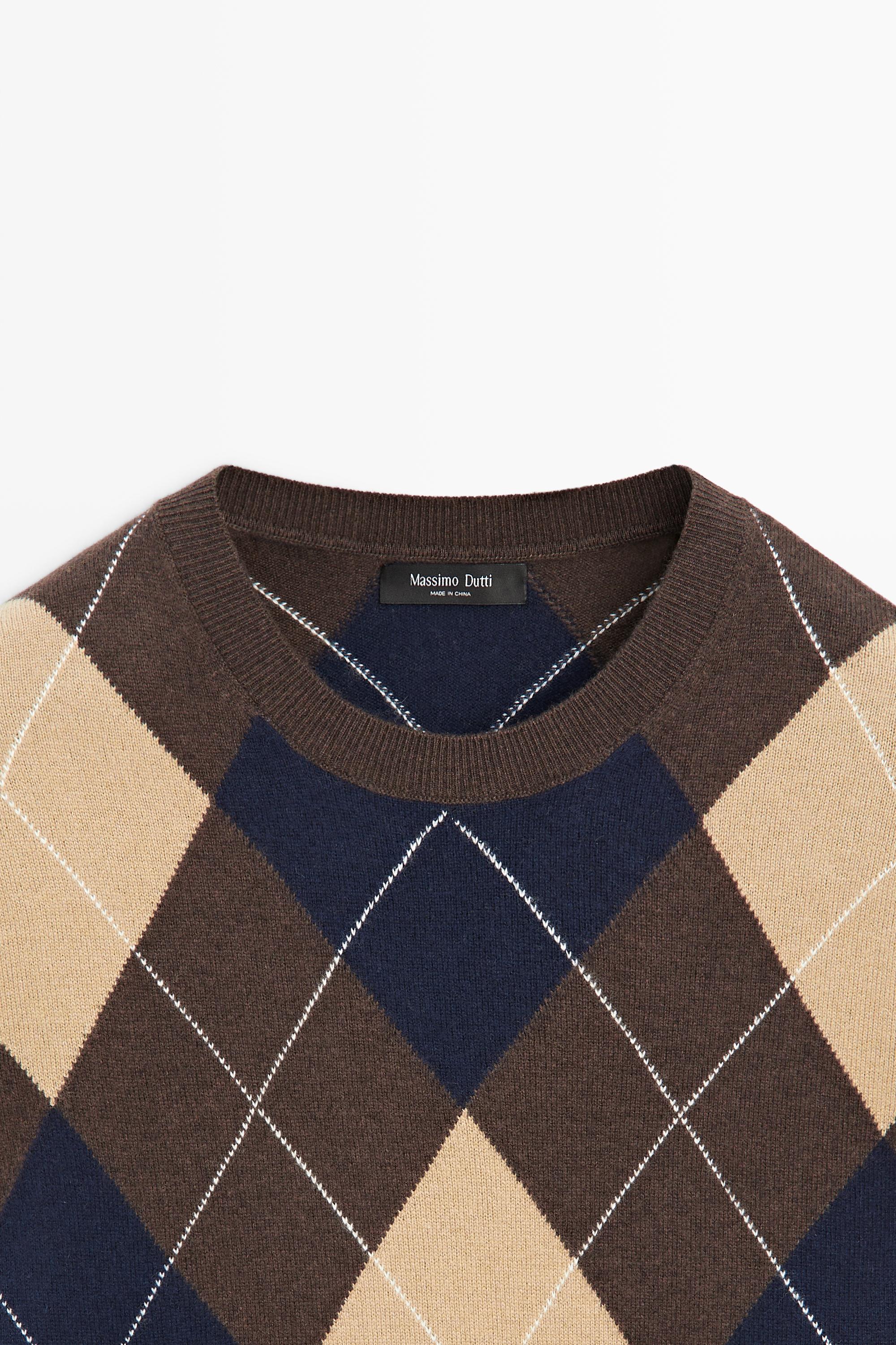 Massimo Dutti Yünlü Argyle triko kazak