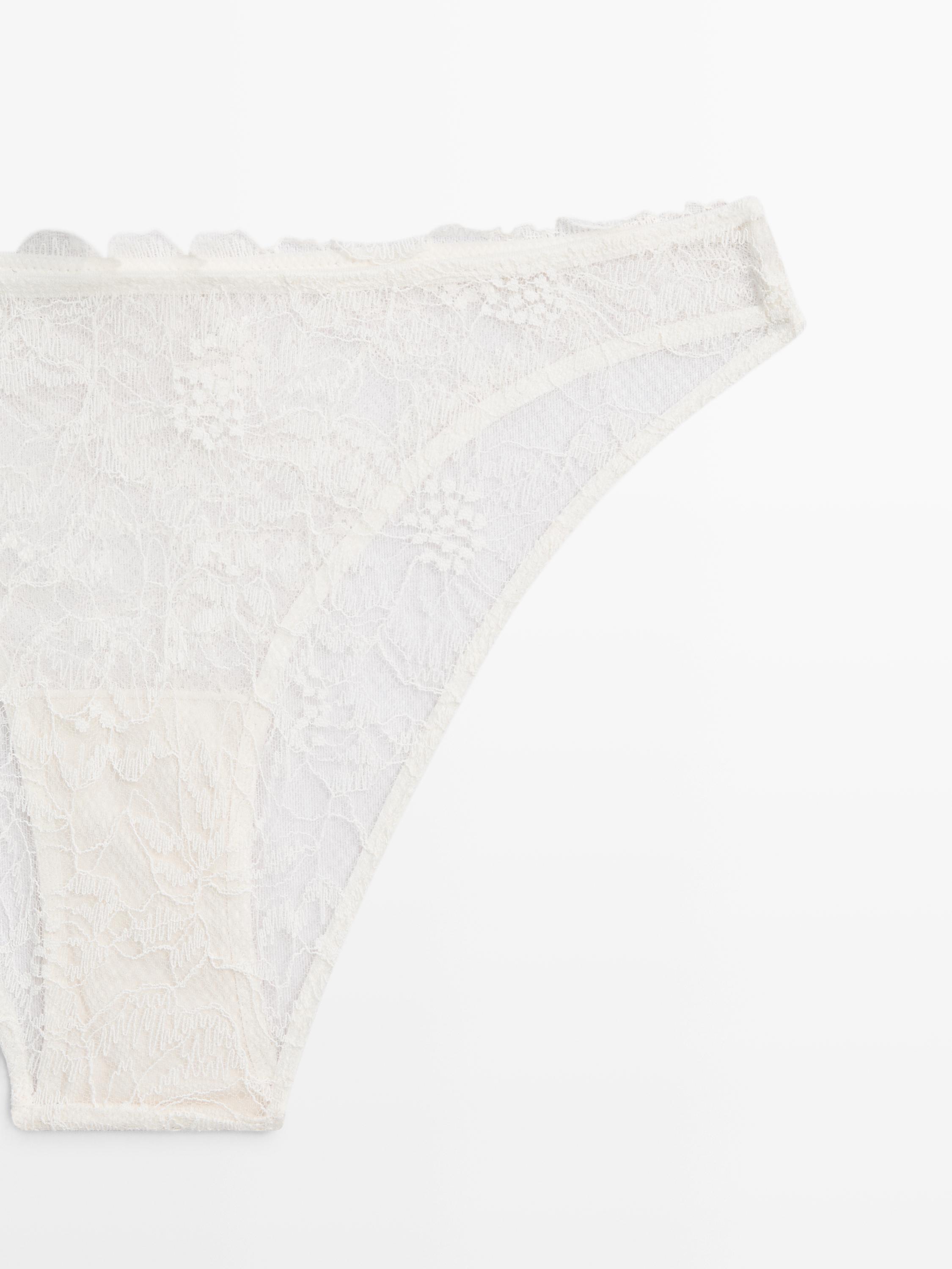 Scalloped lace briefs — CREAM