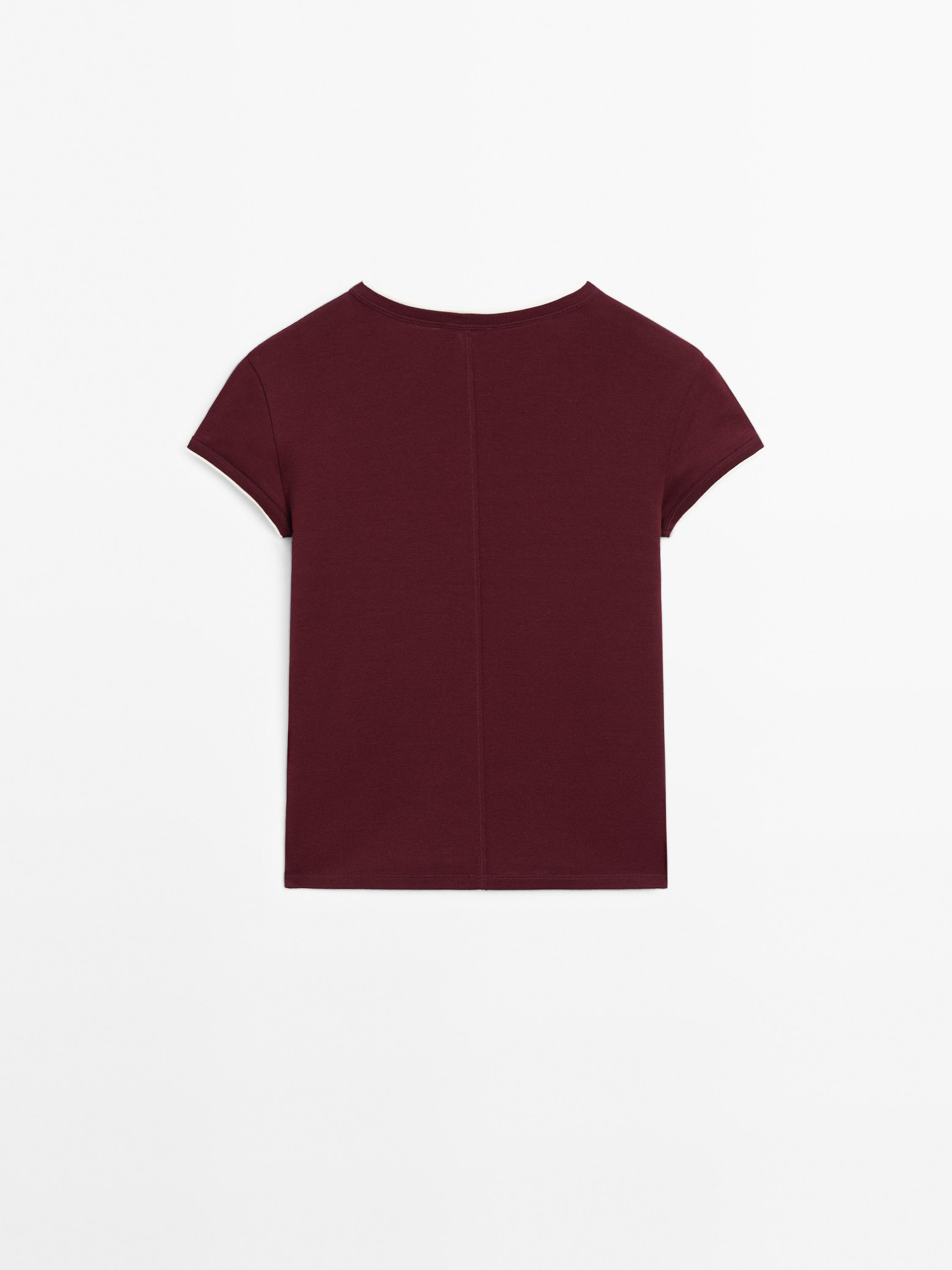 100% cotton contrast ribbed T-shirt