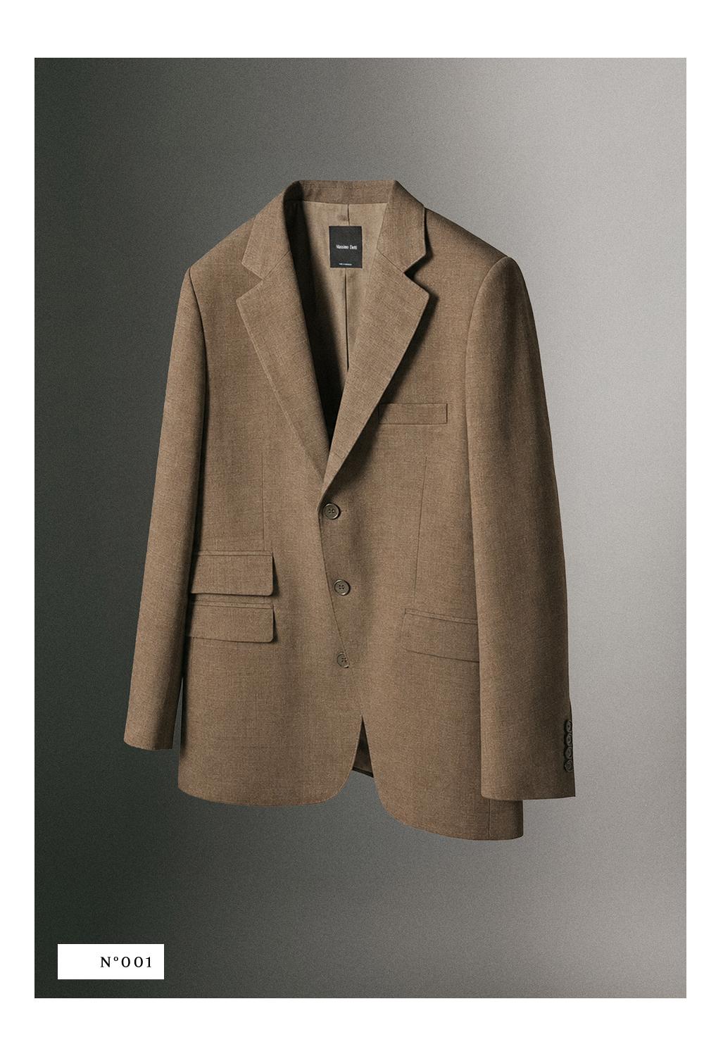 Melange 100% wool suit blazer — CAMEL