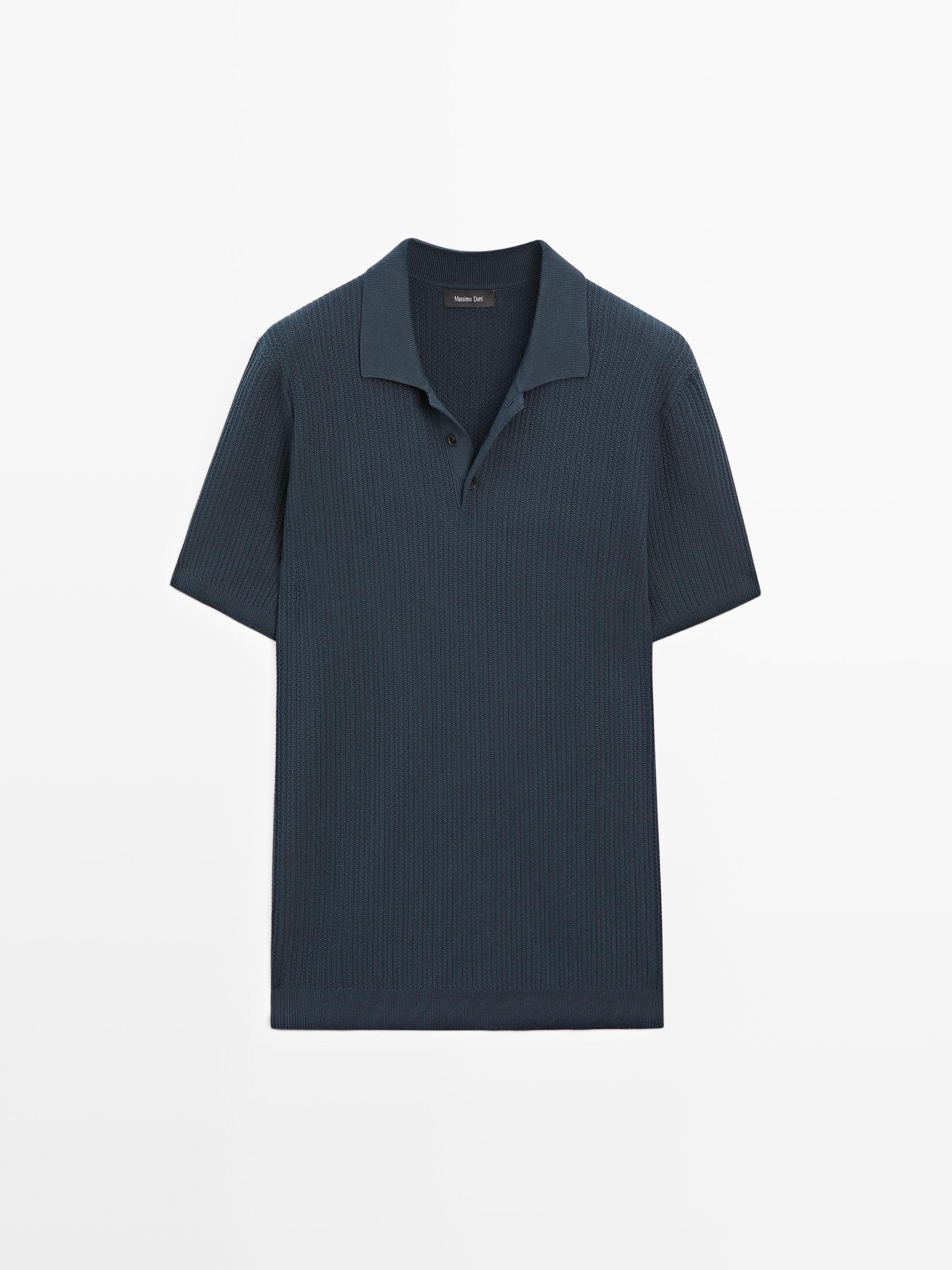 Short sleeve cotton knit polo shirt
