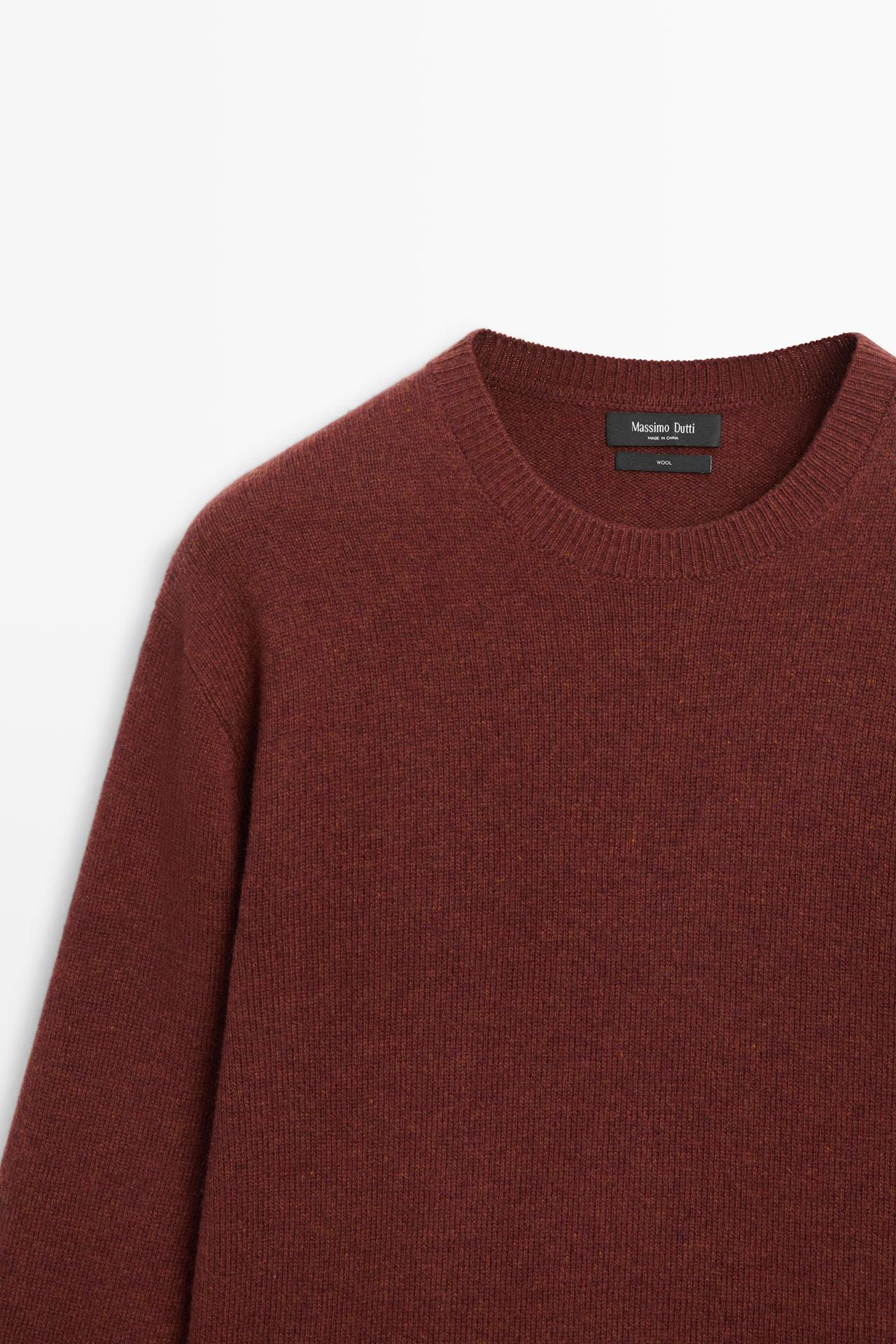 100% wool melange knit sweater — COPPER