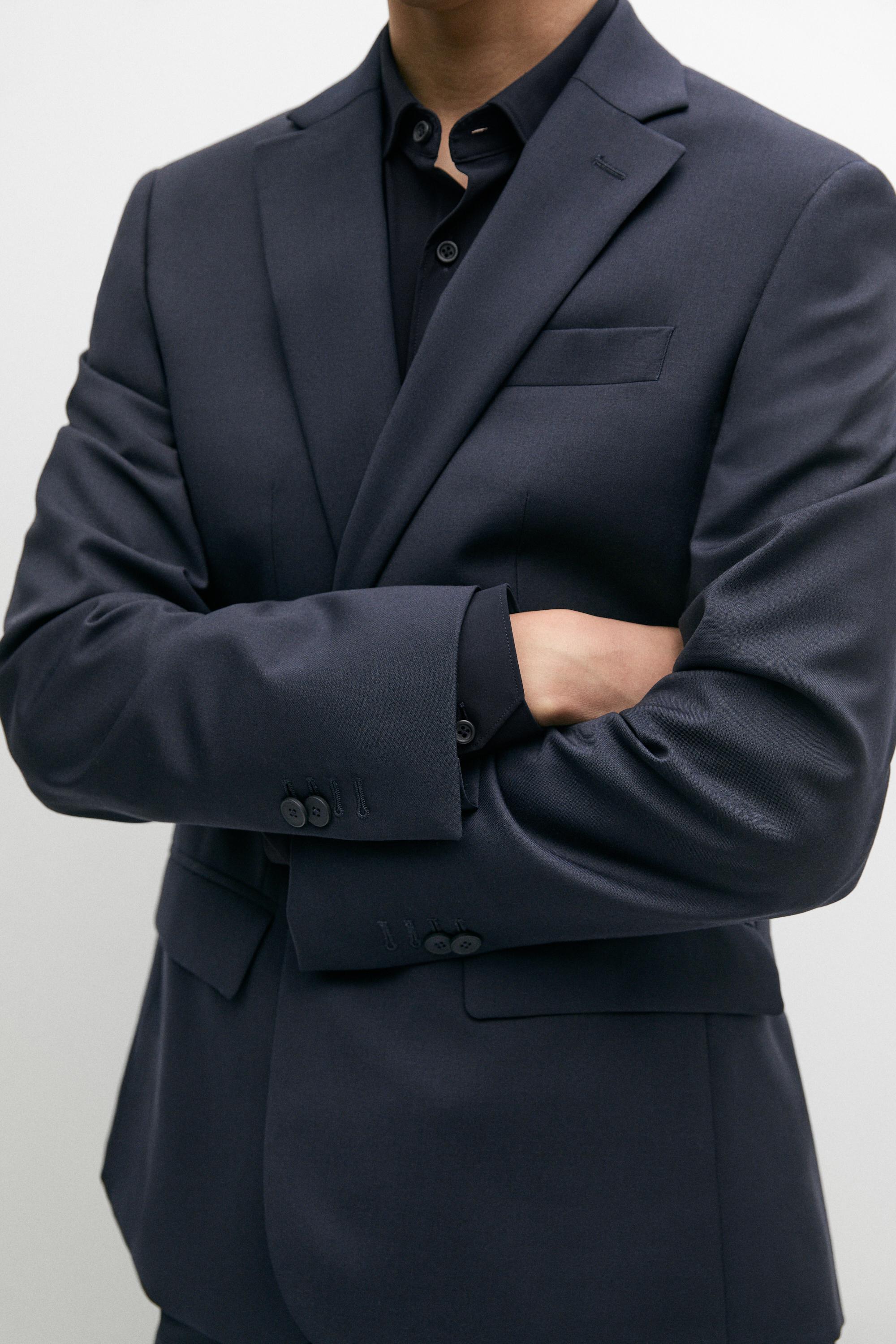 100% cool wool suit blazer — NAVY BLUE