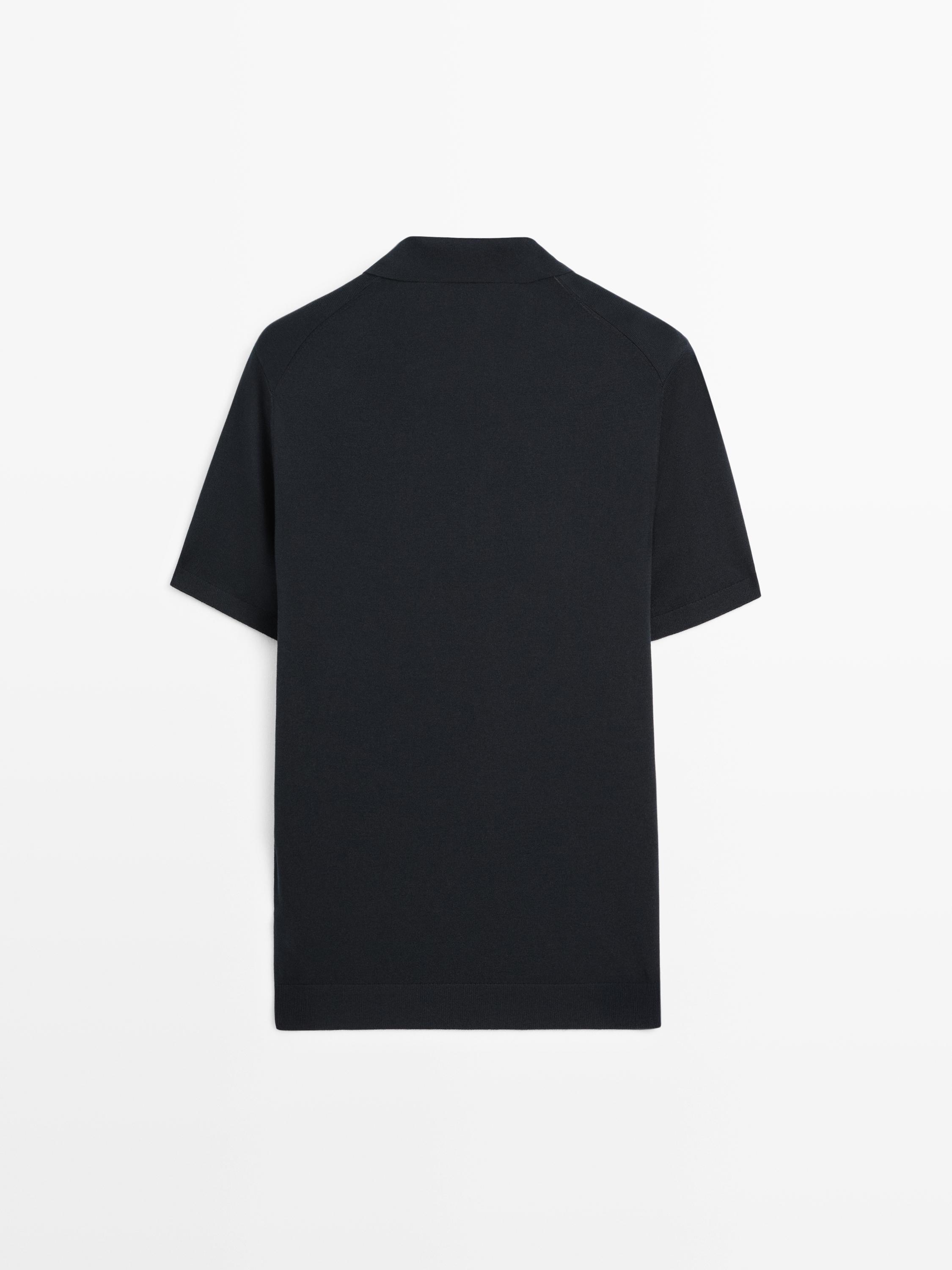 Cotton blend knit polo shirt